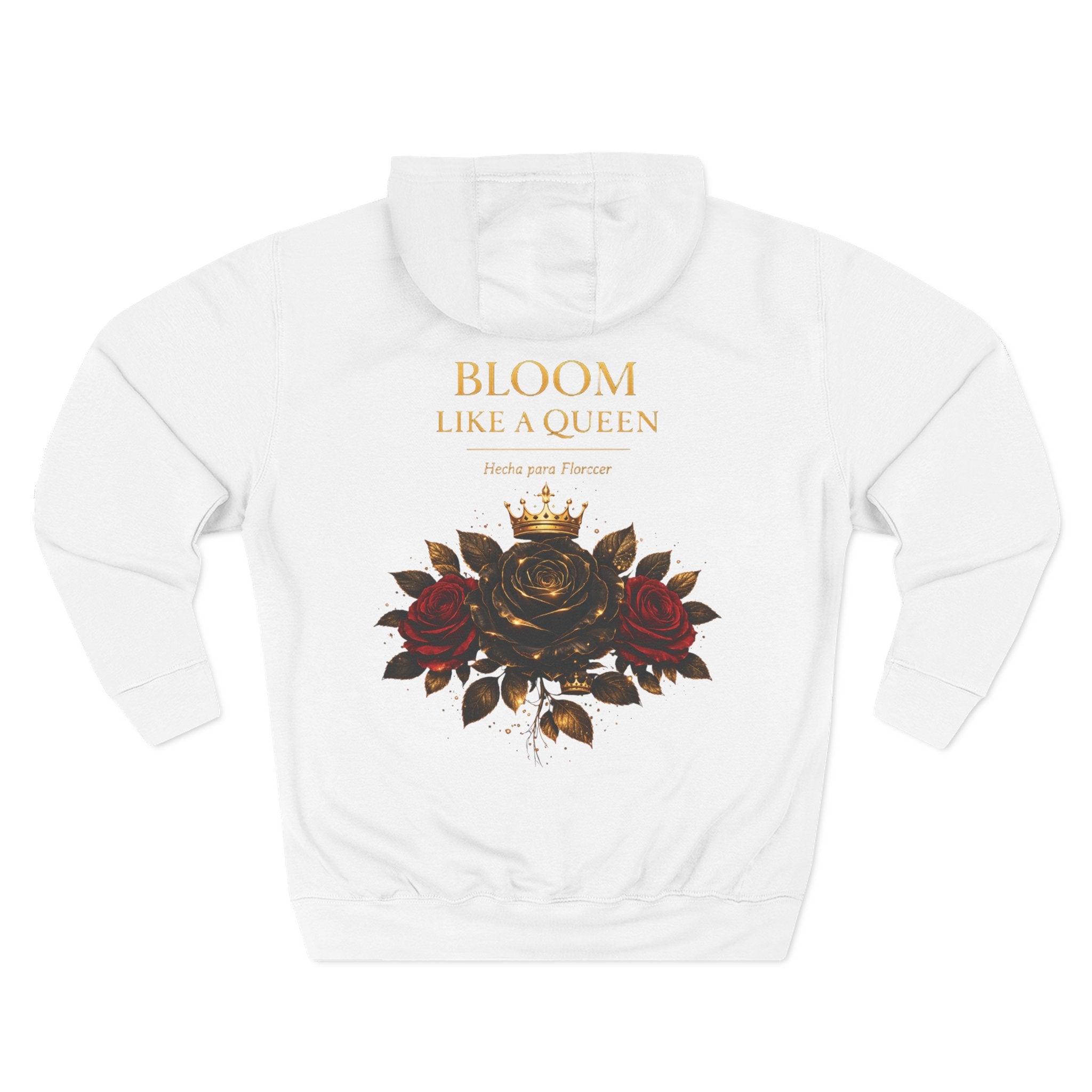 Bloom Like a Queen Hoodie — Floral Crown Rose Graphic Fleece Hoodie