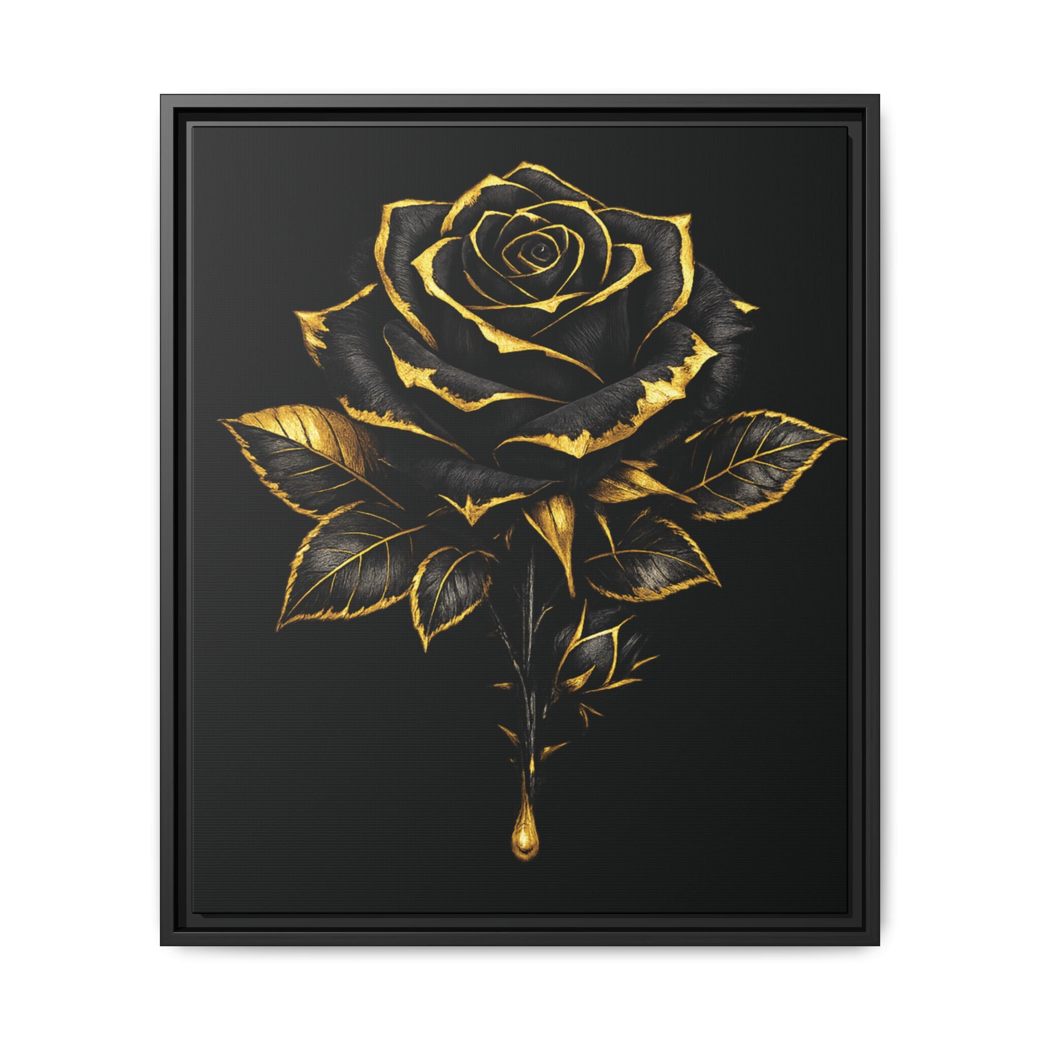 “Bloom Into Power – Gold Rose Canvas” Matte Canvas Wall Art