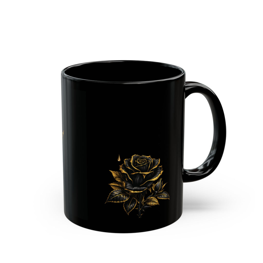 Chicafiy Gold Crown Black Mug — Elegant Coffee Cup for Queen Vibes