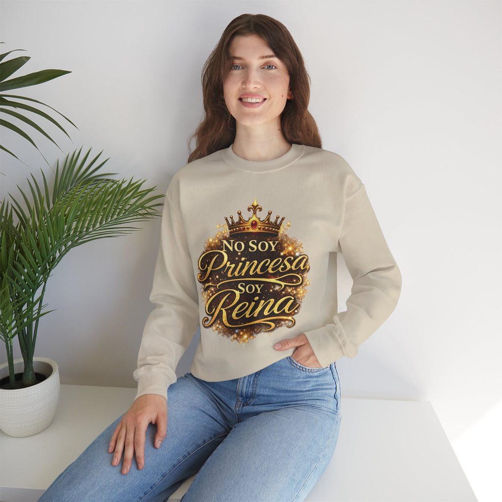 Crewneck Sweatshirt - "No Soy Princesa Soy Reina" Gold Crown Graphic