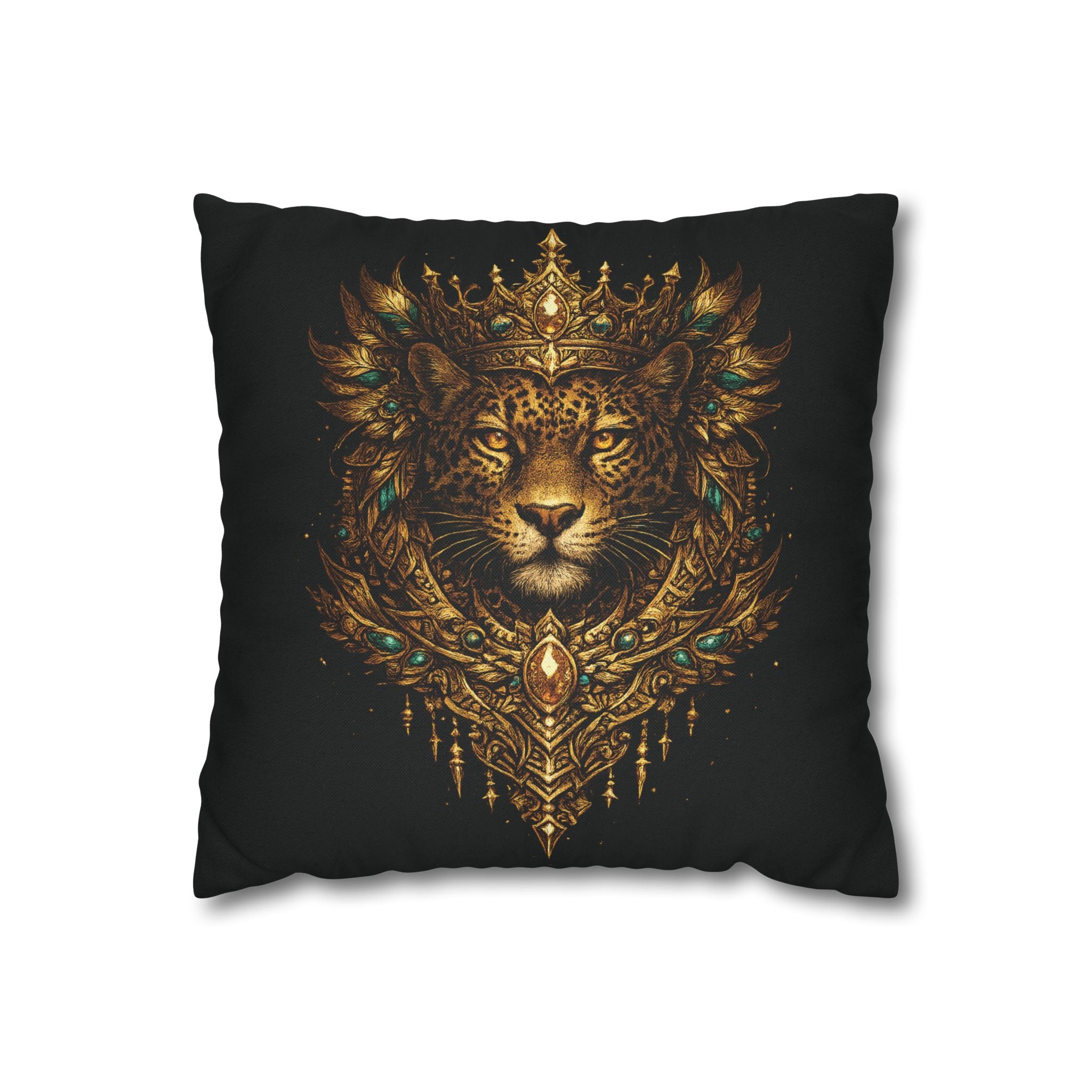 Golden Crowned Jaguar Decorative Pillow case