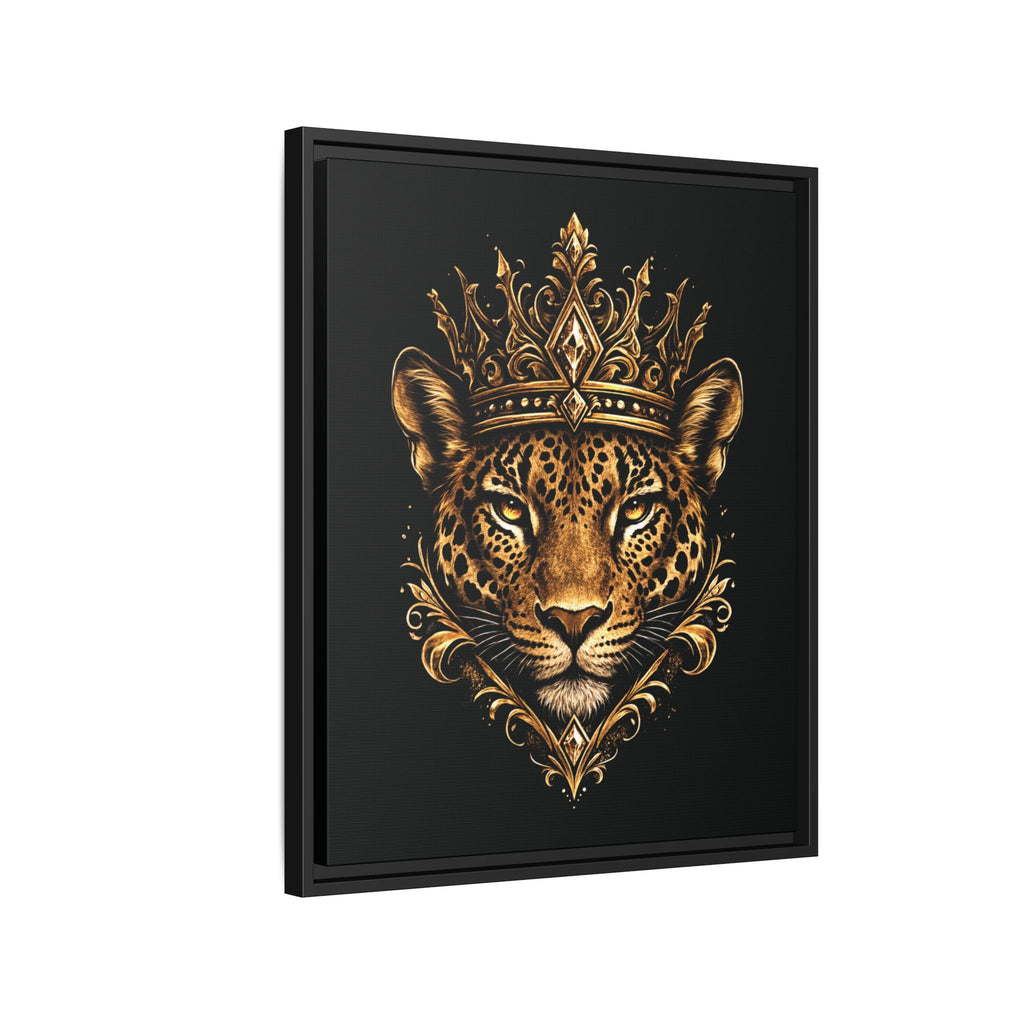 Golden Crowned Jaguar Matte Framed Canvas