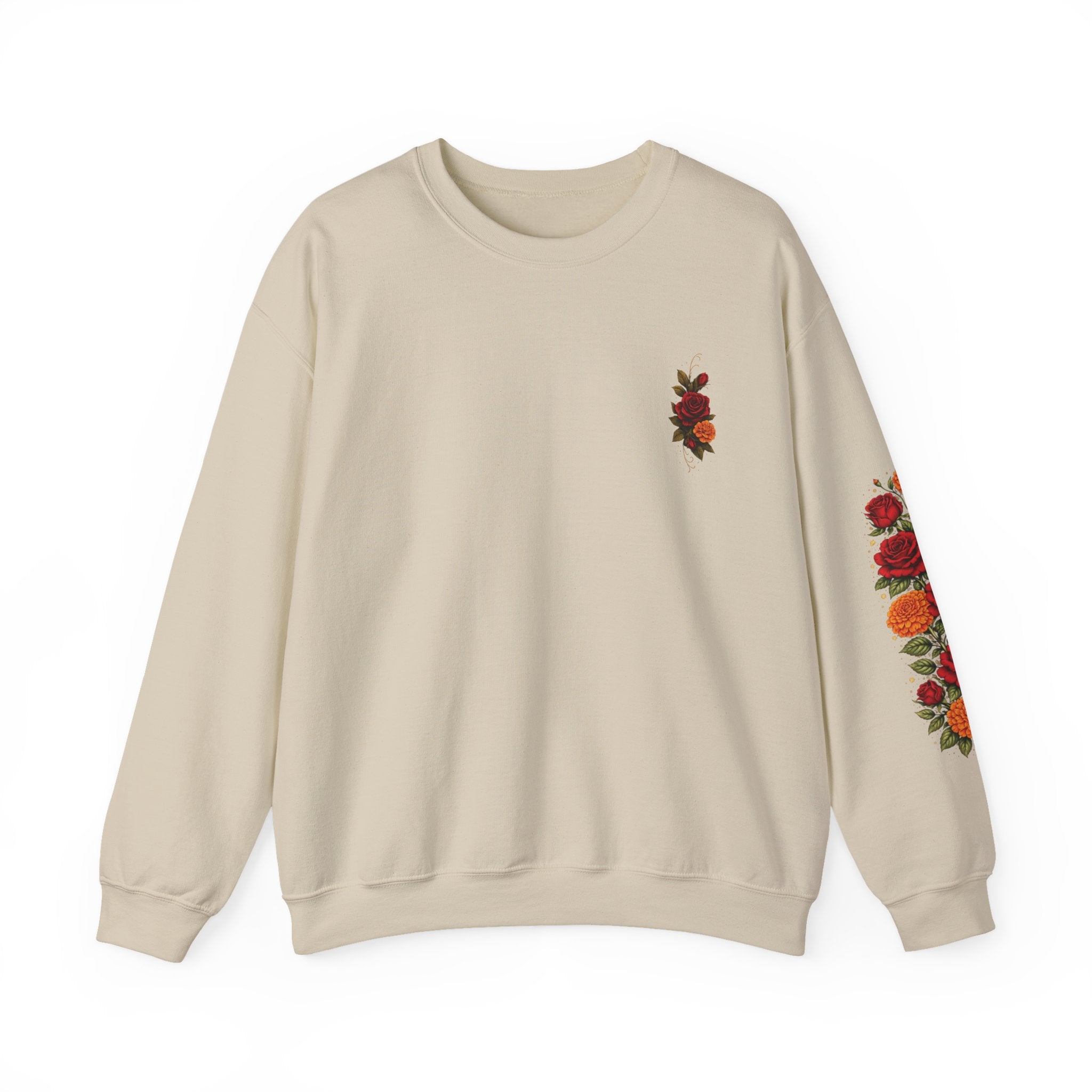 Day of the Dead Skull Crewneck Sweatshirt — Floral Sugar Skull Backprint