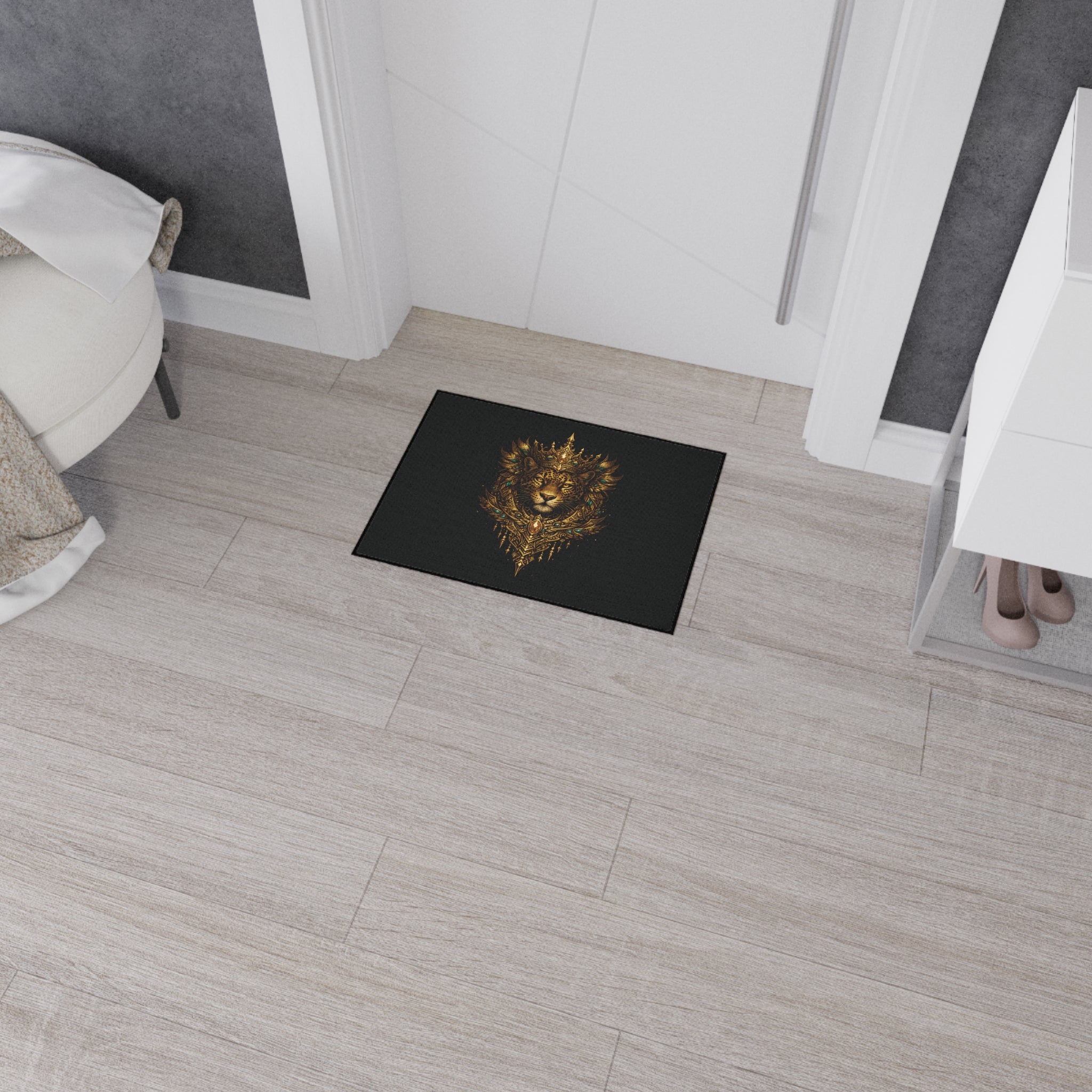 Crowned Jaguar Floor Mat — Regal Decorative Entry Rug