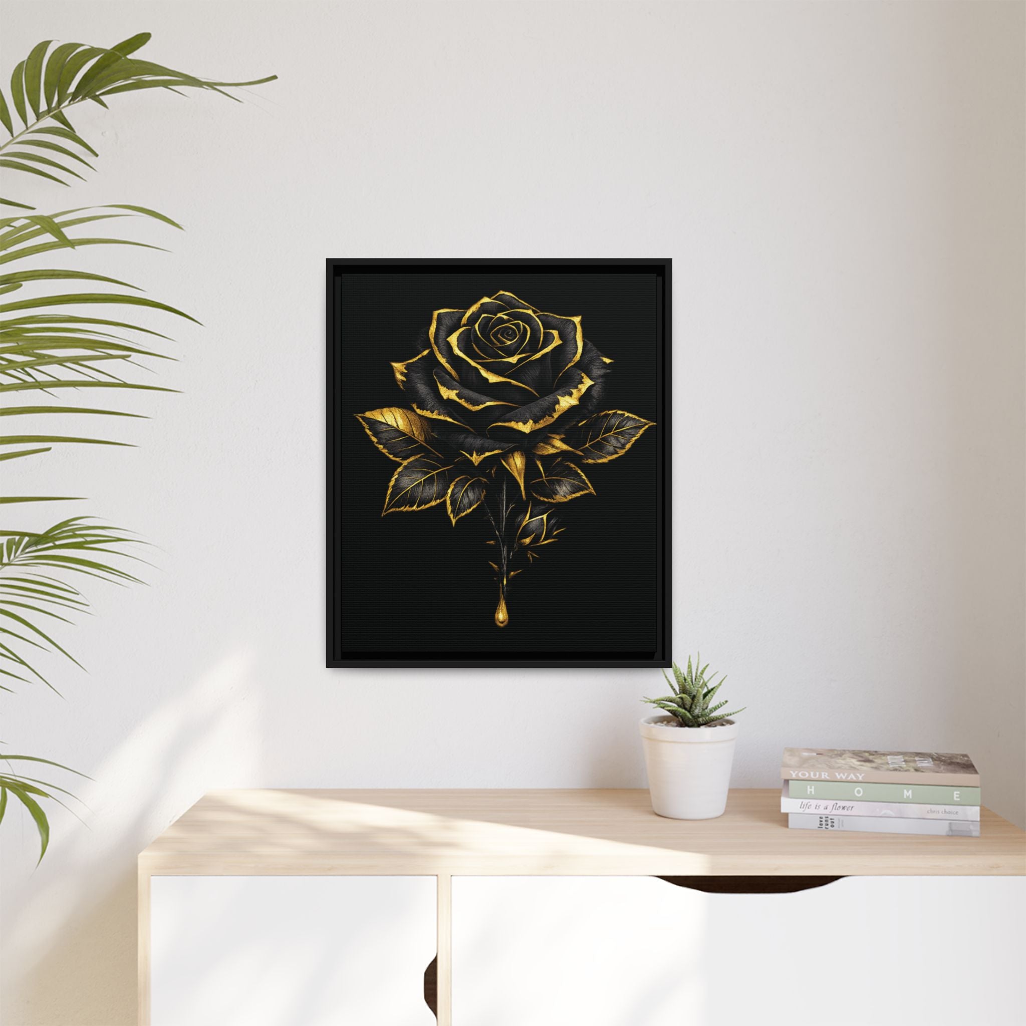 “Bloom Into Power – Gold Rose Canvas” Matte Canvas Wall Art