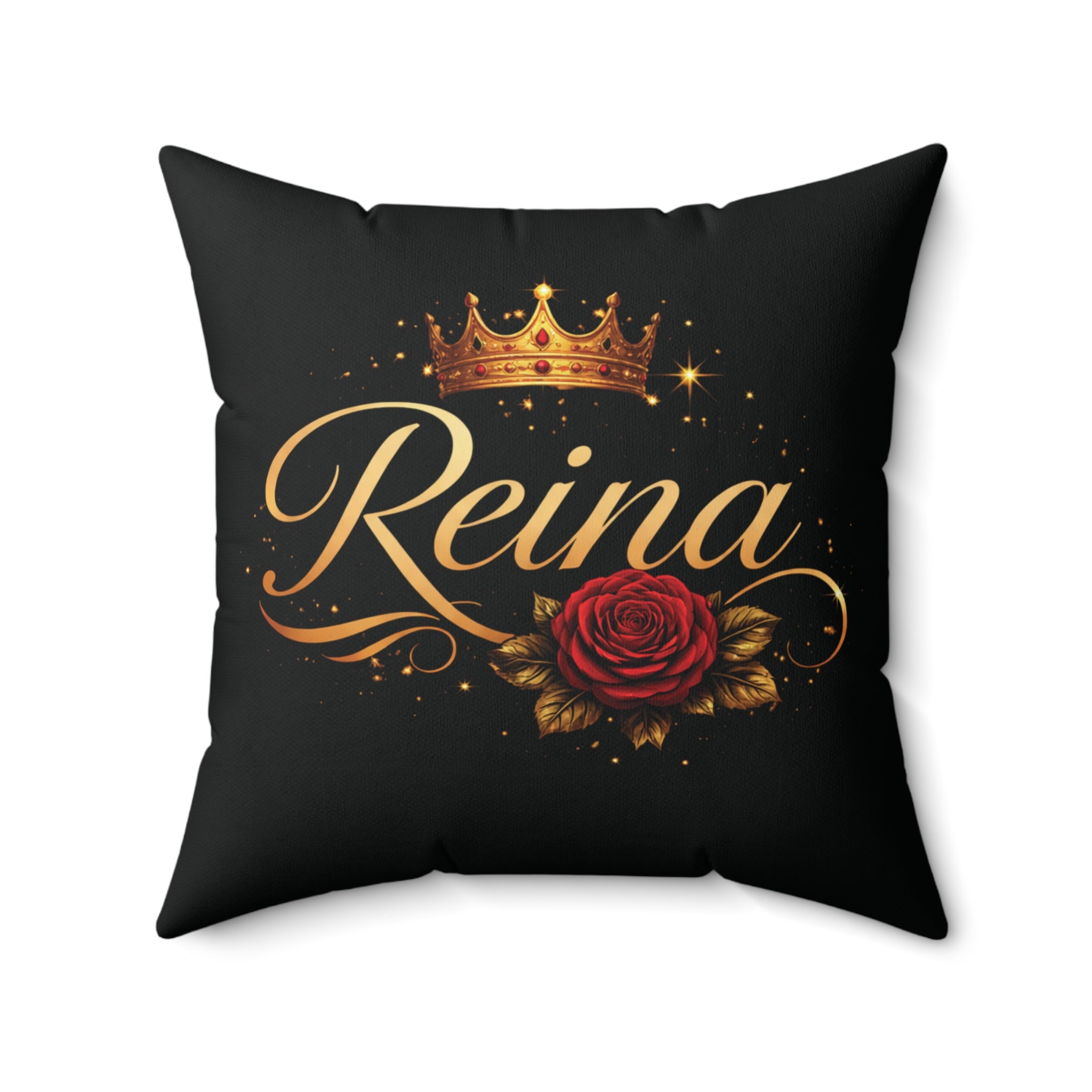Reina Decorative Pillow — Crown & Rose Accent Throw Pillow