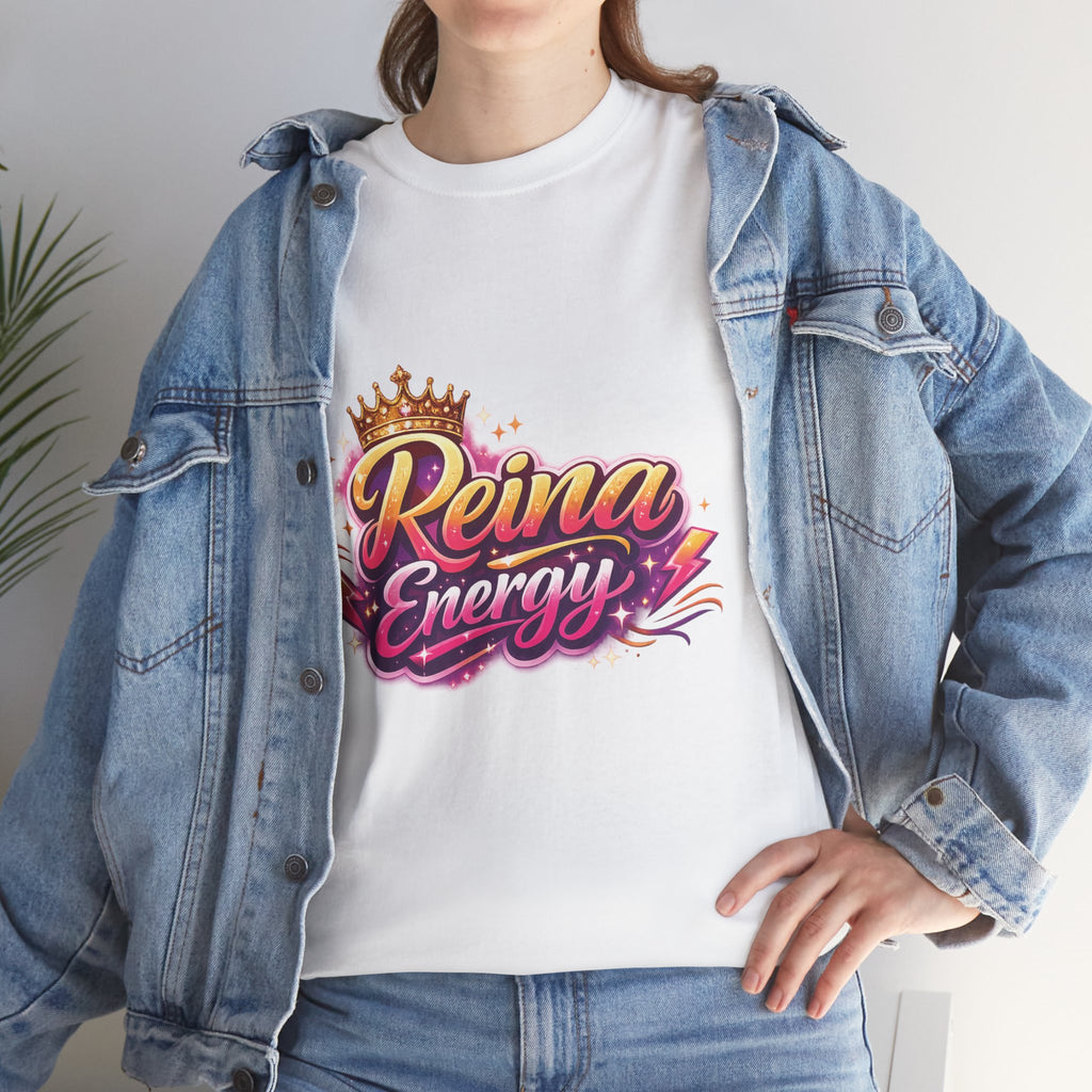 Reina Energy Tee | Crown Script Logo, Vibrant Retro Colors