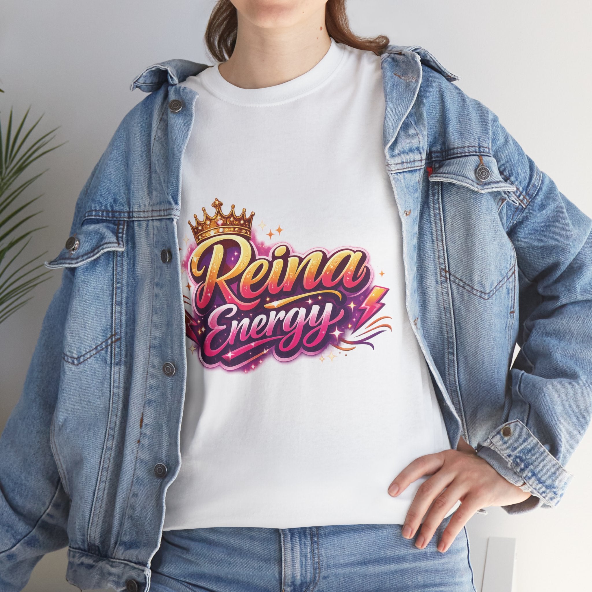 Reina Energy Tee | Crown Script Logo, Vibrant Retro Colors