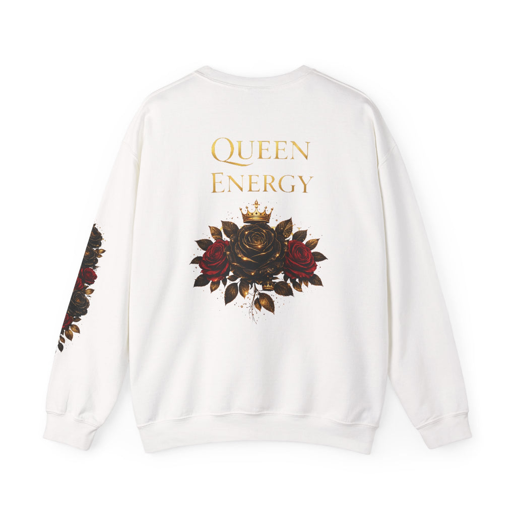 Queen Energy Crewneck Sweatshirt — Floral Crown Rose Graphic