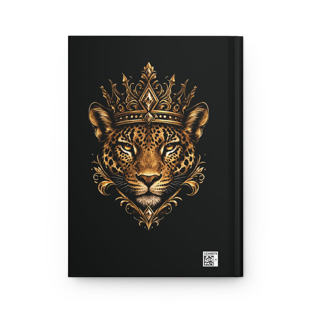 Golden Crowned Jaguar Hardcover Journal — Regal Gold Animal Illustration Notebook