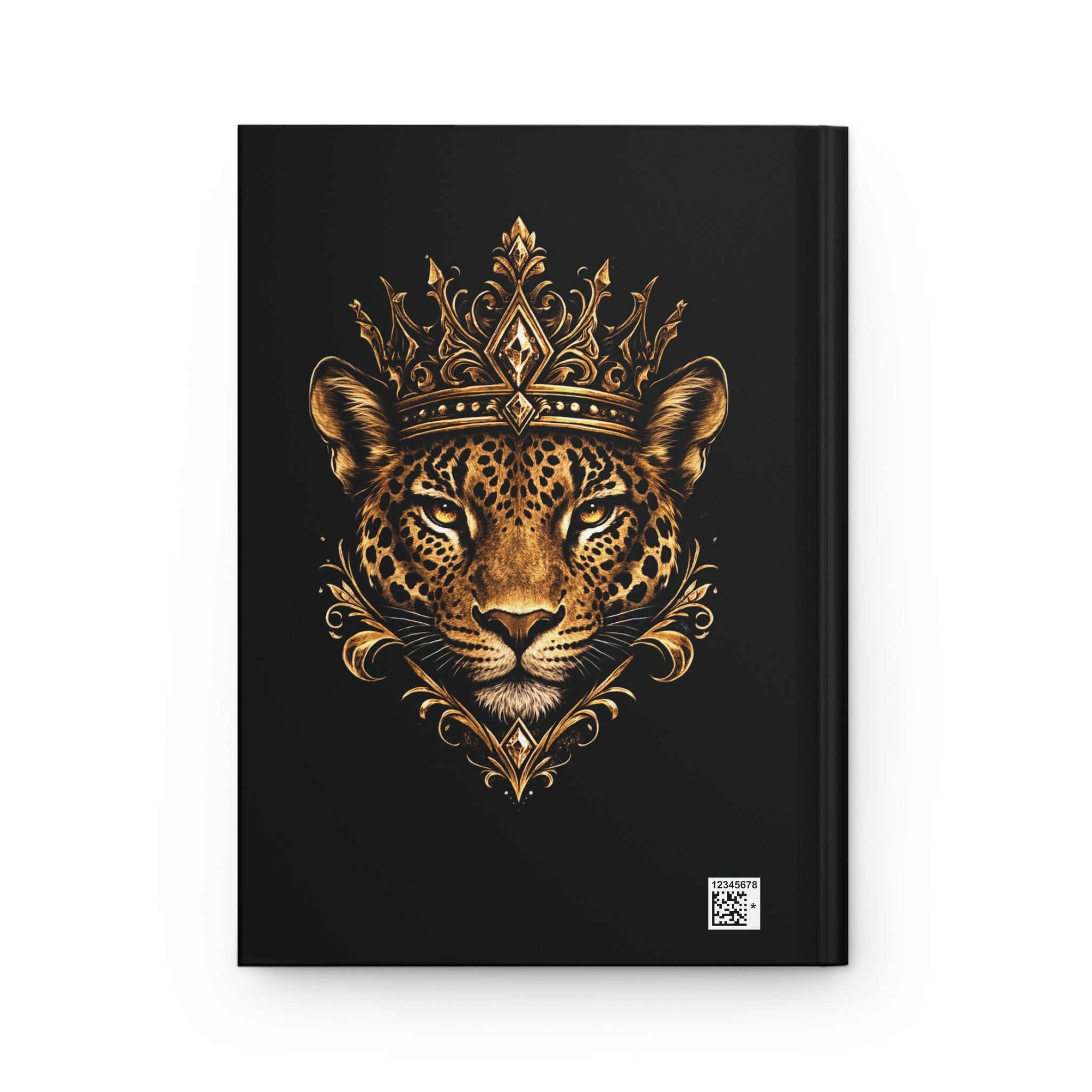 Golden Crowned Jaguar Hardcover Journal — Regal Gold Animal Illustration Notebook