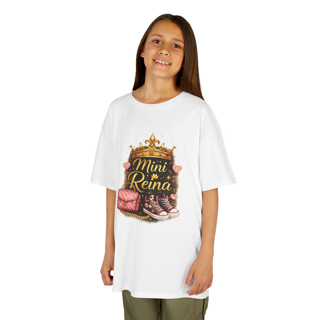 Kids Tee — "Mini Reina" Crown & Shoes Graphic