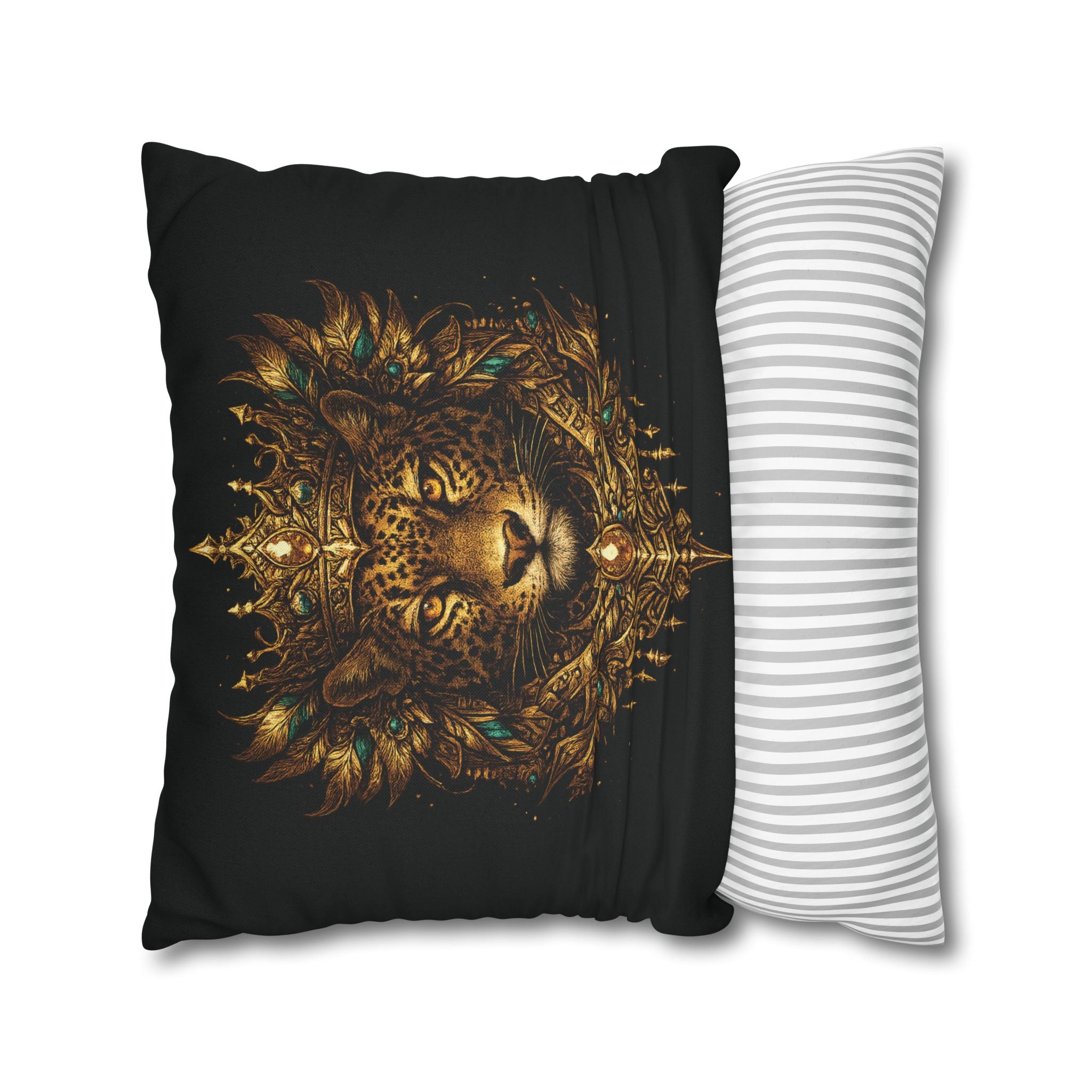 Golden Crowned Jaguar Decorative Pillow case