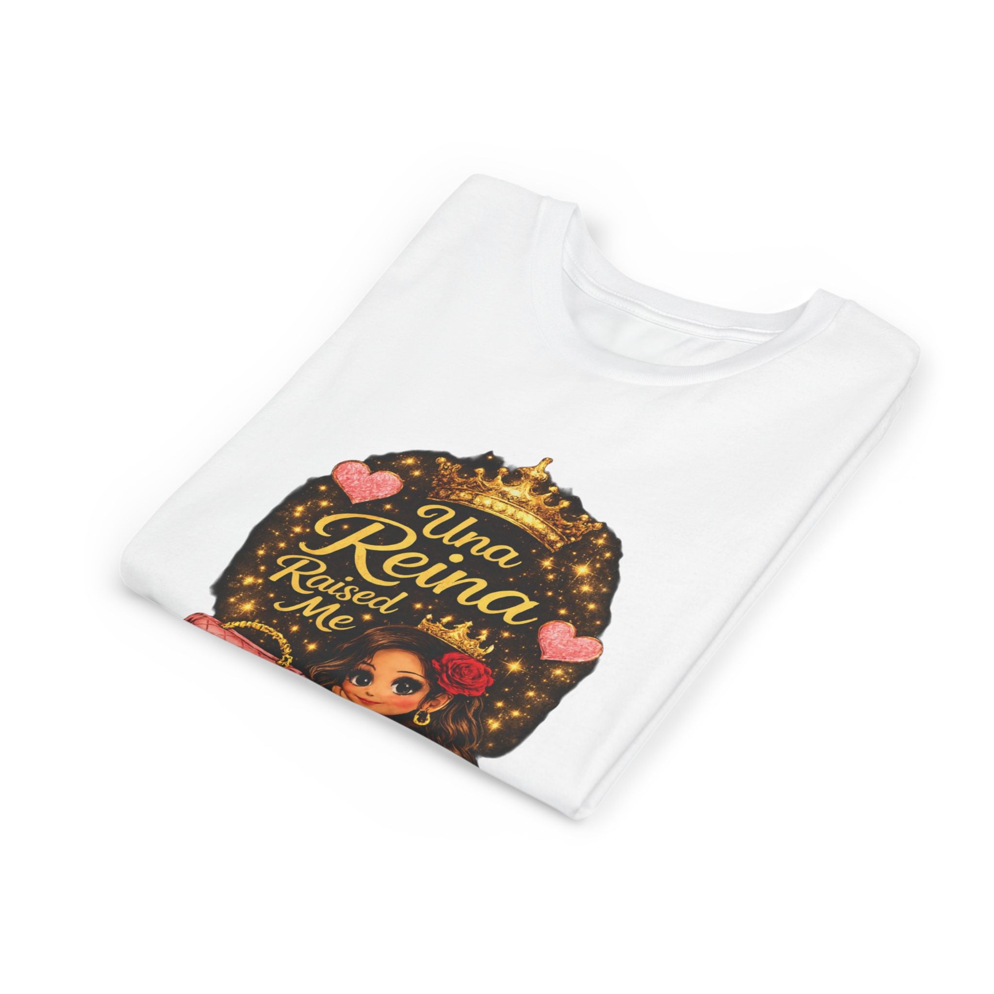 Youth Tee - "Una Reina Raised Me" Cute Princess Graphic Kids Shirt