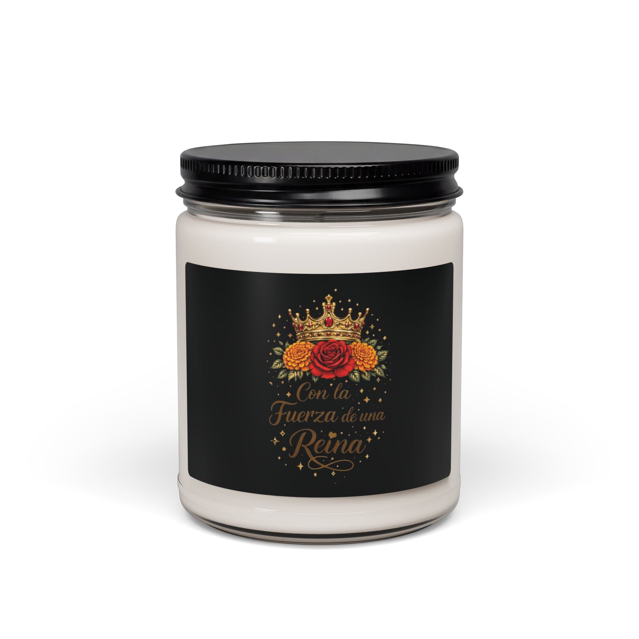Scented Candle — “Con la Fuerza de una Reina” Soy Candle, Floral Crown Gift