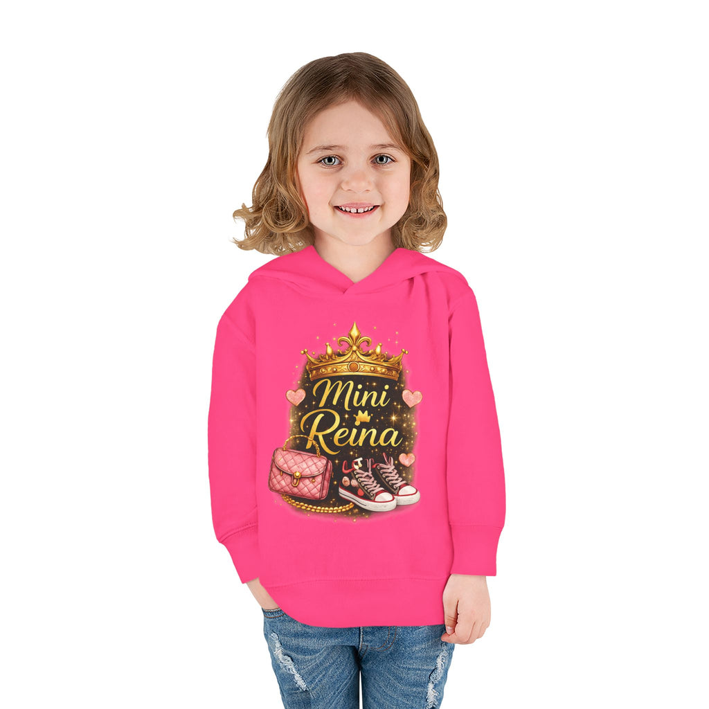 Toddler Hoodie - "Mini Reina" Crown & Shoes Pullover for Baby Girls