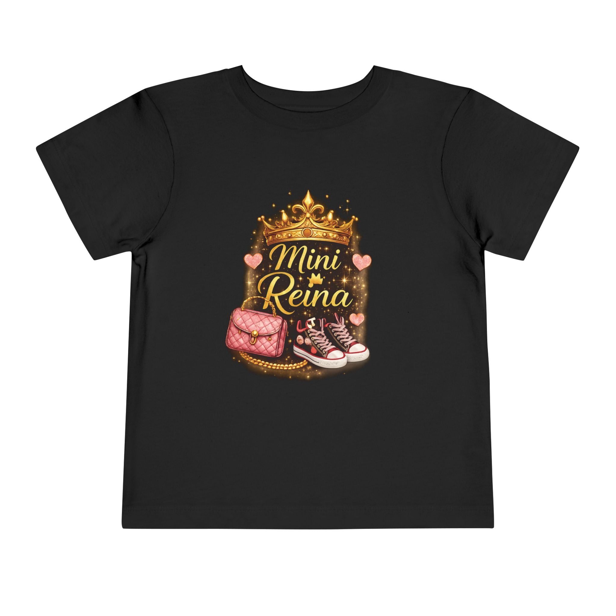 Toddler Tee — "Mini Reina" Crown Design | Crown, Pink Sneakers & Purse Graphic
