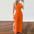Halter Cutout Open-Back Jumpsuit