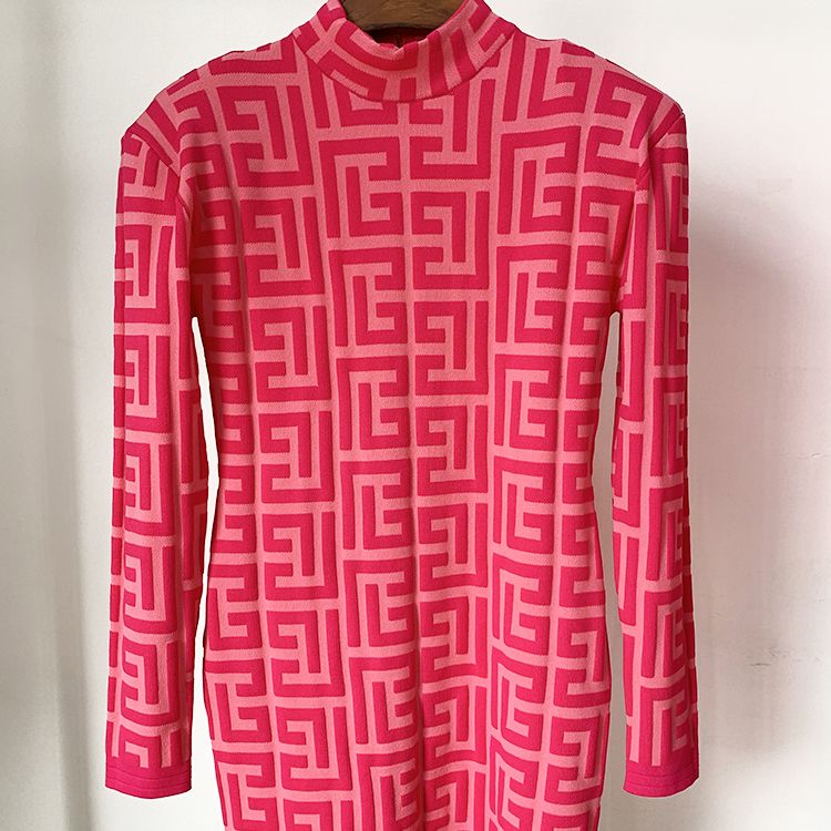 Rose Jacquard Knit Midi Dress