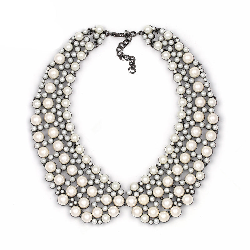 JURAN Fashion Crystal Collar-Style Necklace Choker Collar Bib Statement Simulated Pearl Necklaces for Women Jewelry Trend