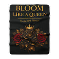 Bloom Like a Queen Sherpa Blanket — Floral Crown Throw with Spanish "Hecha para Florecer"