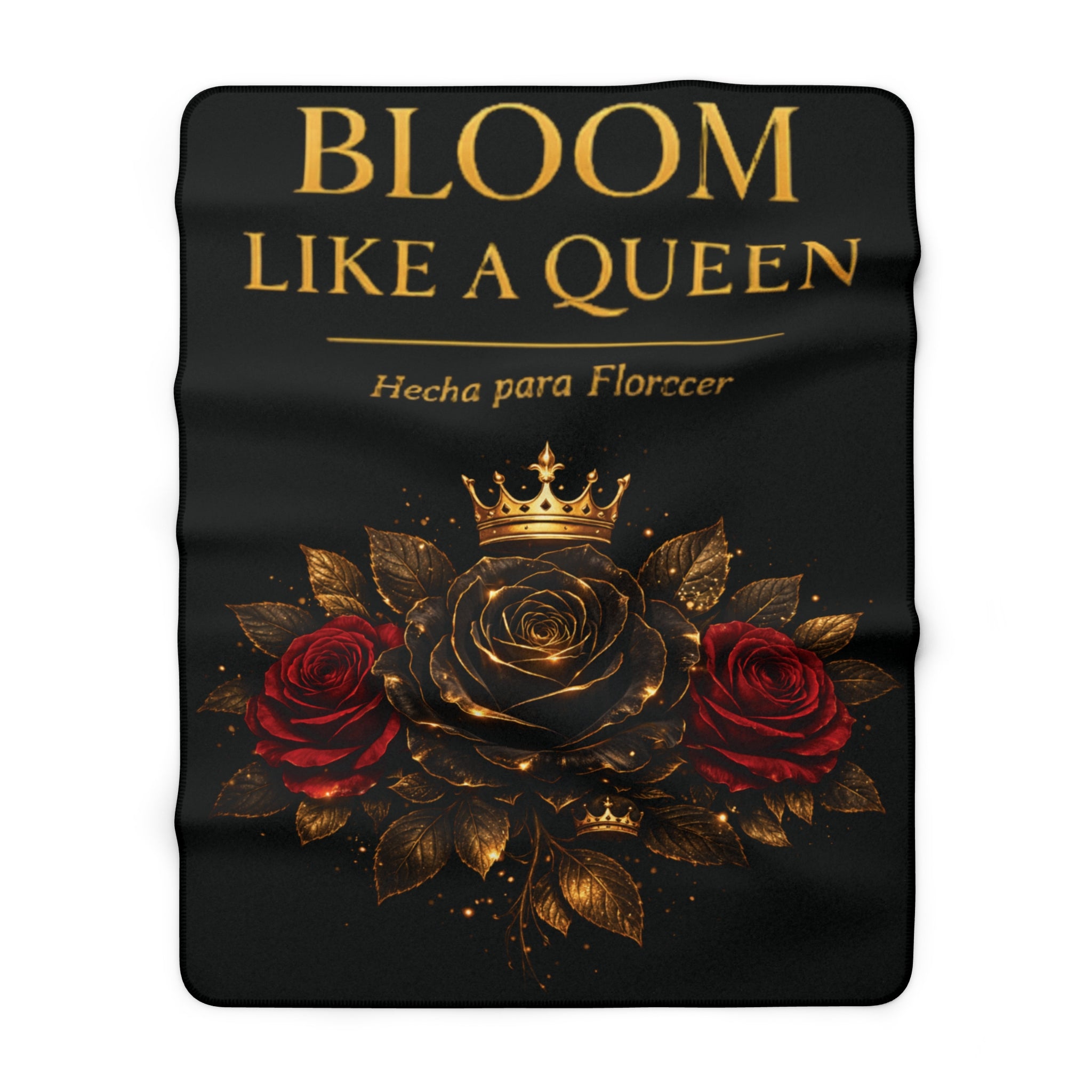 Bloom Like a Queen Sherpa Blanket — Floral Crown Throw with Spanish "Hecha para Florecer"