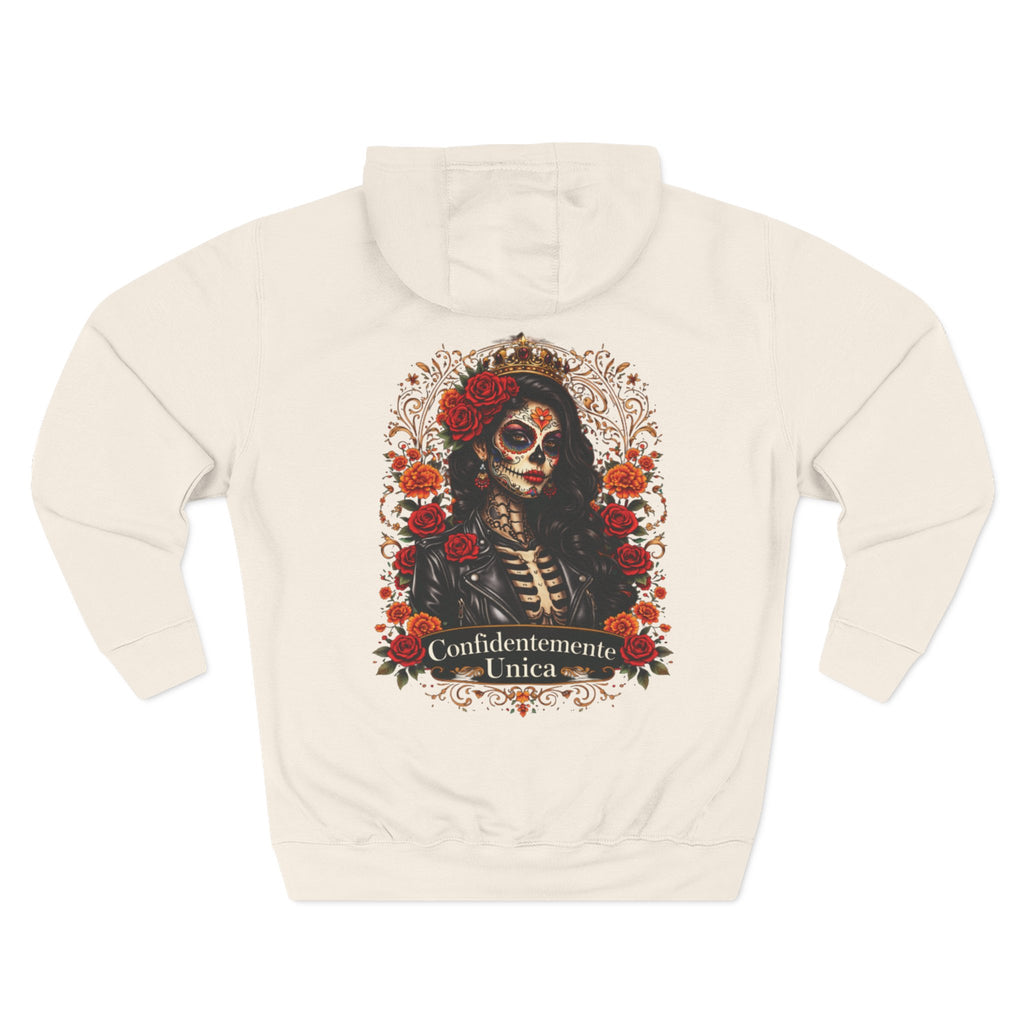 Hoodie — 'Confidentemente Única' Day of the Dead Sugar Skull Floral Hoodie