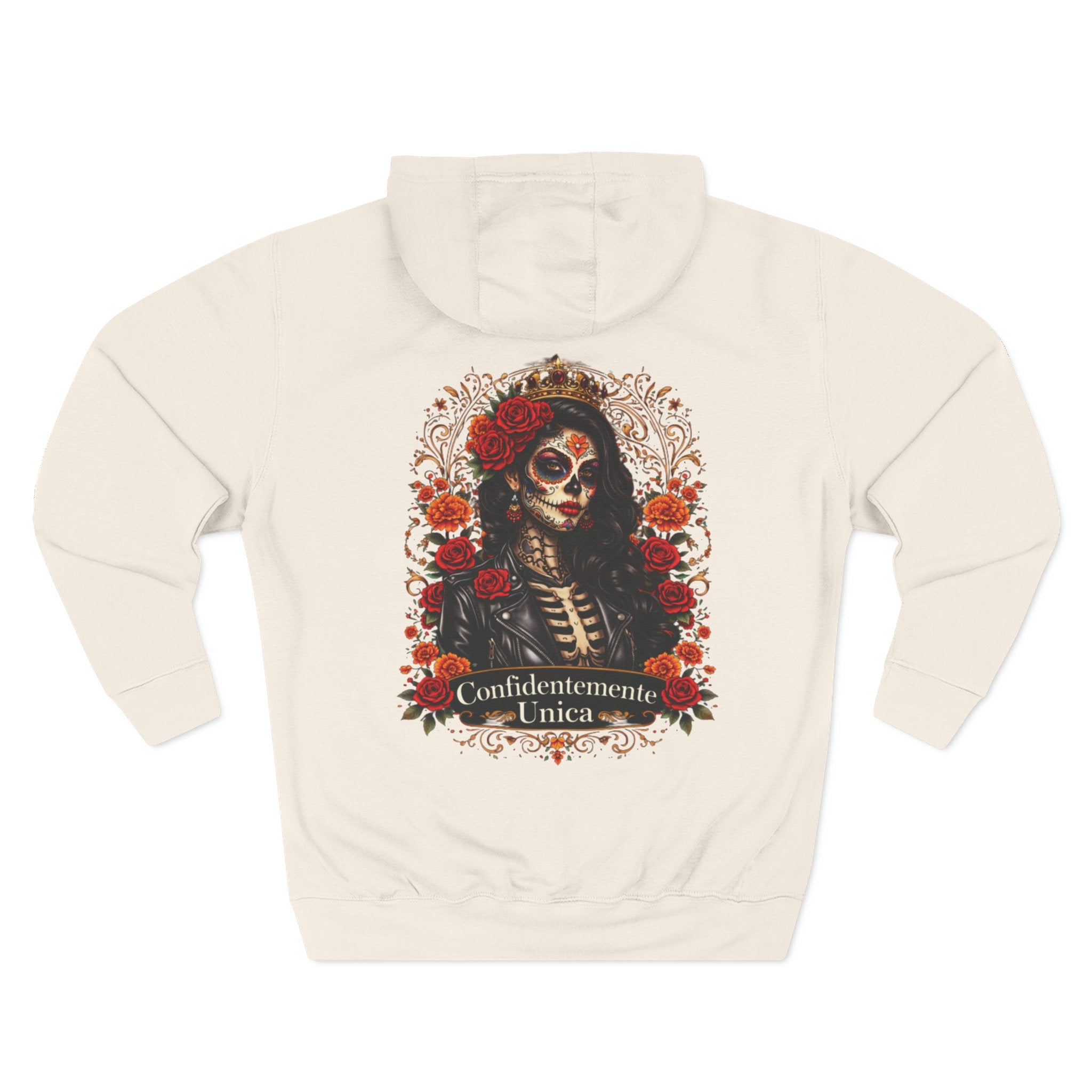 Hoodie — 'Confidentemente Única' Day of the Dead Sugar Skull Floral Hoodie