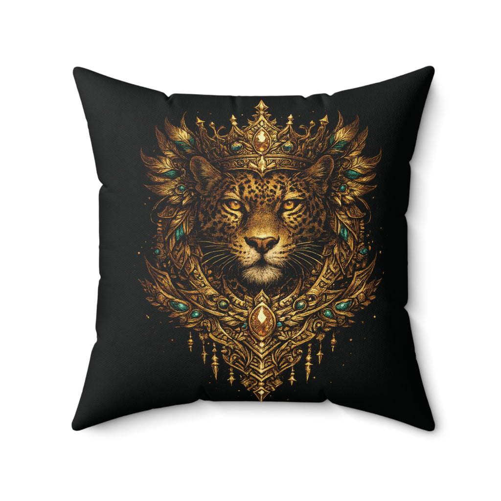 Golden Crowned Jaguar Decorative Pillow