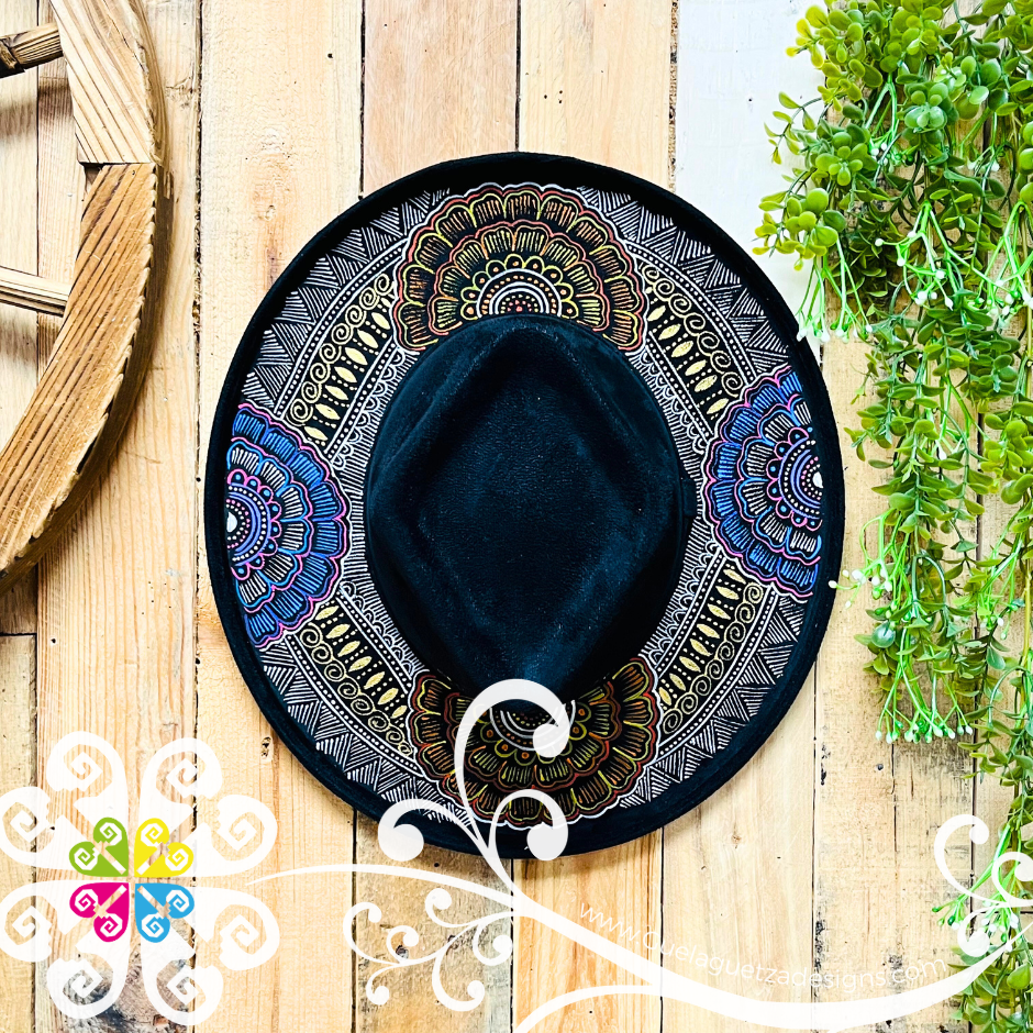 Black Rhombus Mitla Velvet Hat - Painted Hat