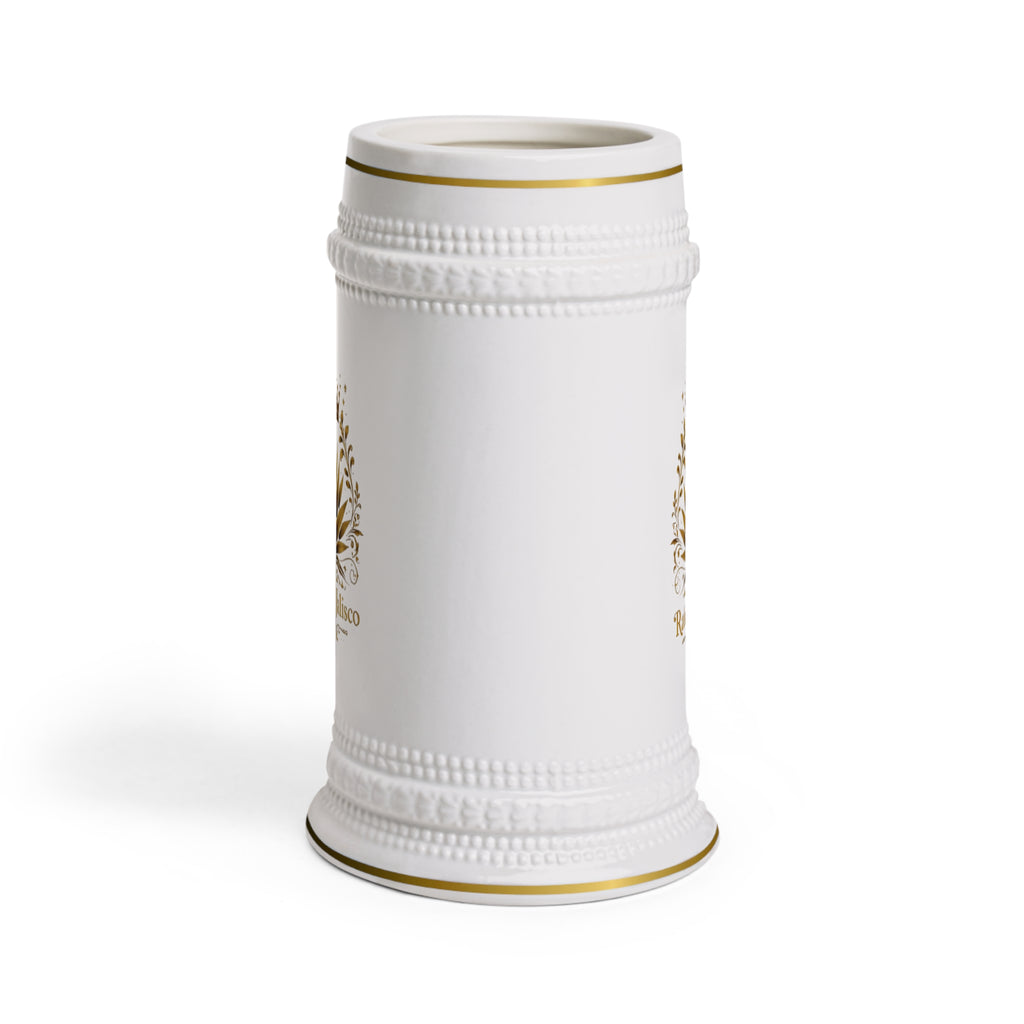Raíces de Jalisco Ceramic Beer Stein – Gold Crown Agave Logo Mug
