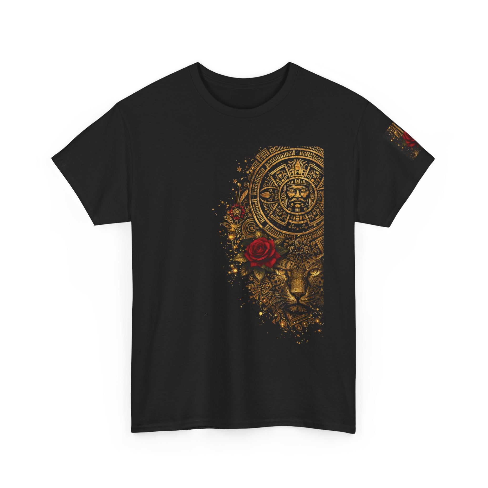 Reina Azteca T‑Shirt — Aztec Sunstone & Rose Graphic Tee —