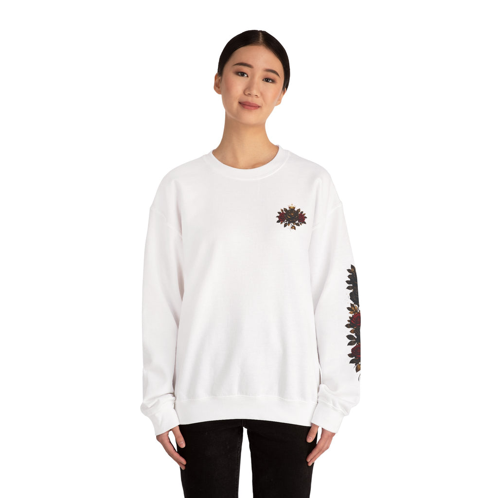 Queen Energy Crewneck Sweatshirt — Floral Crown Rose Graphic