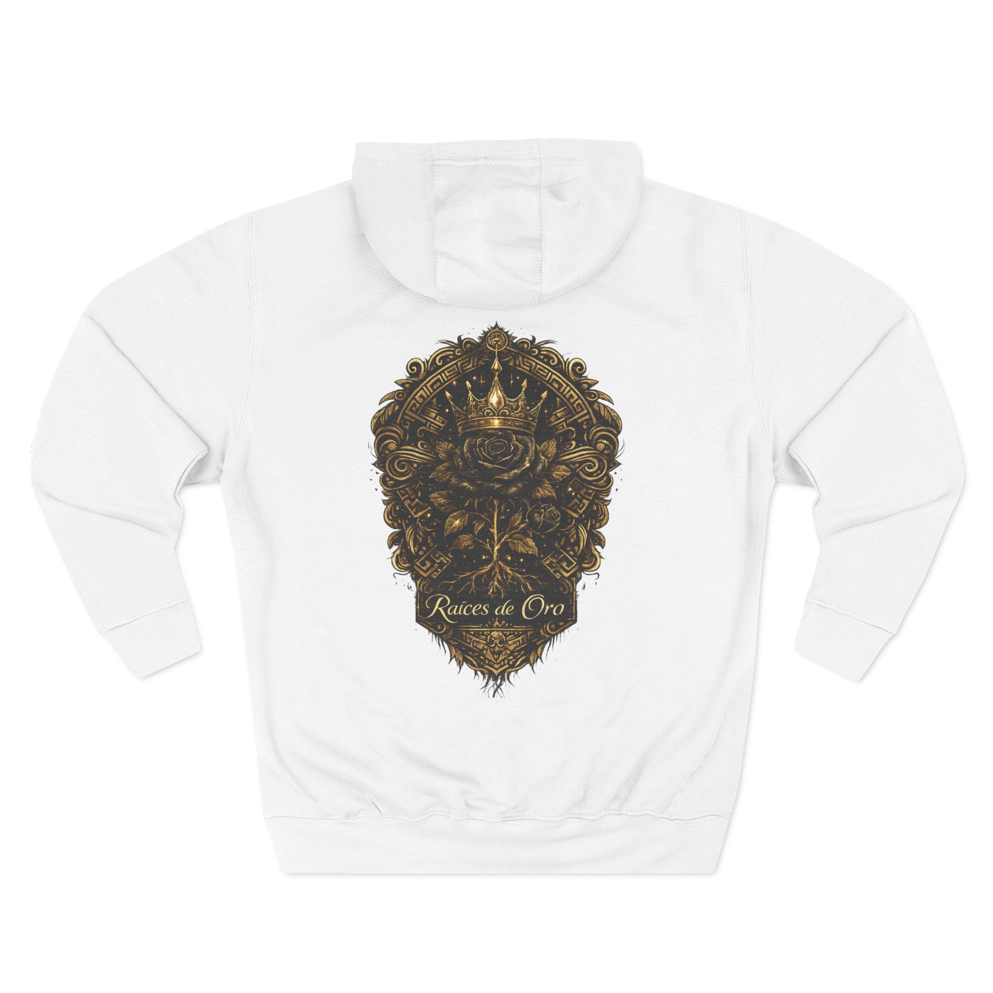 Raices de Oro Hoodie – 'Raices de Oro' Ornate Crown Graphic