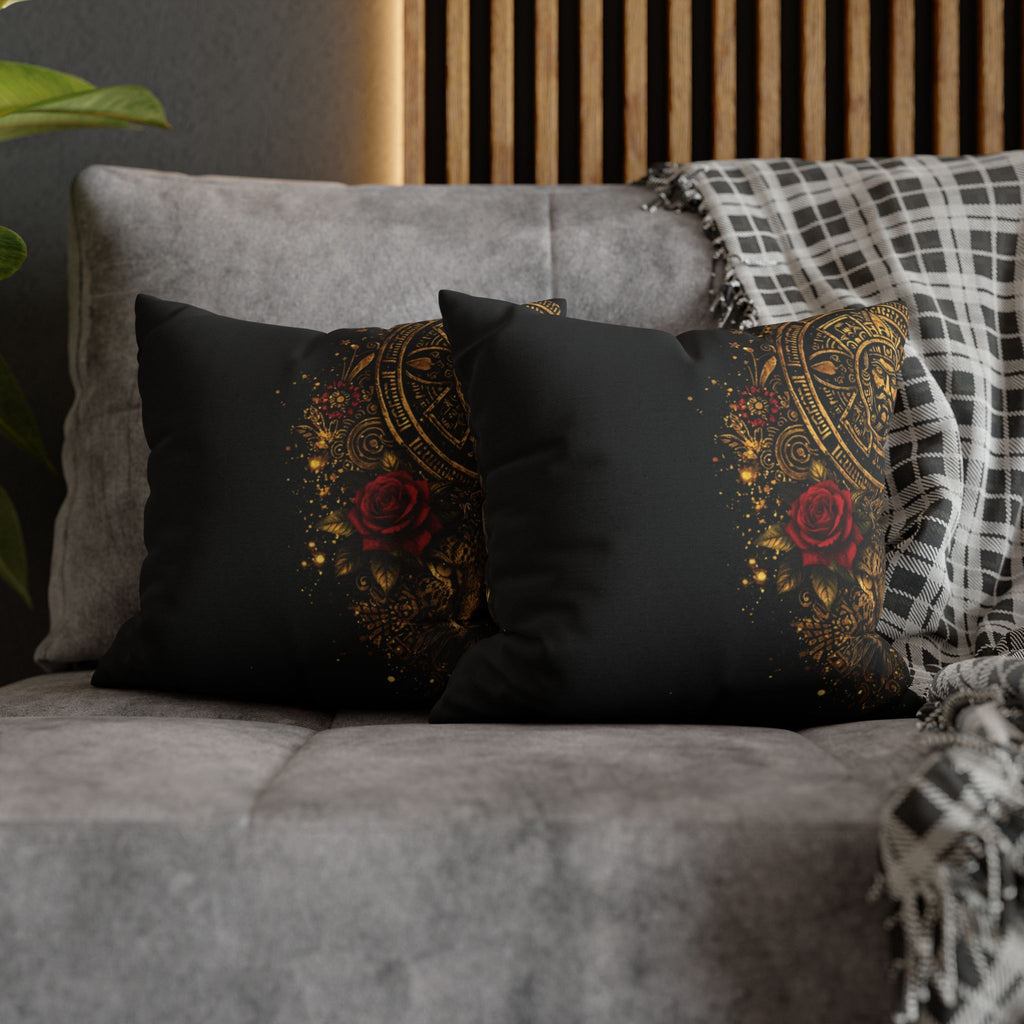 Reina Azteca Pillowcase — Rose Decorative Throw Pillow