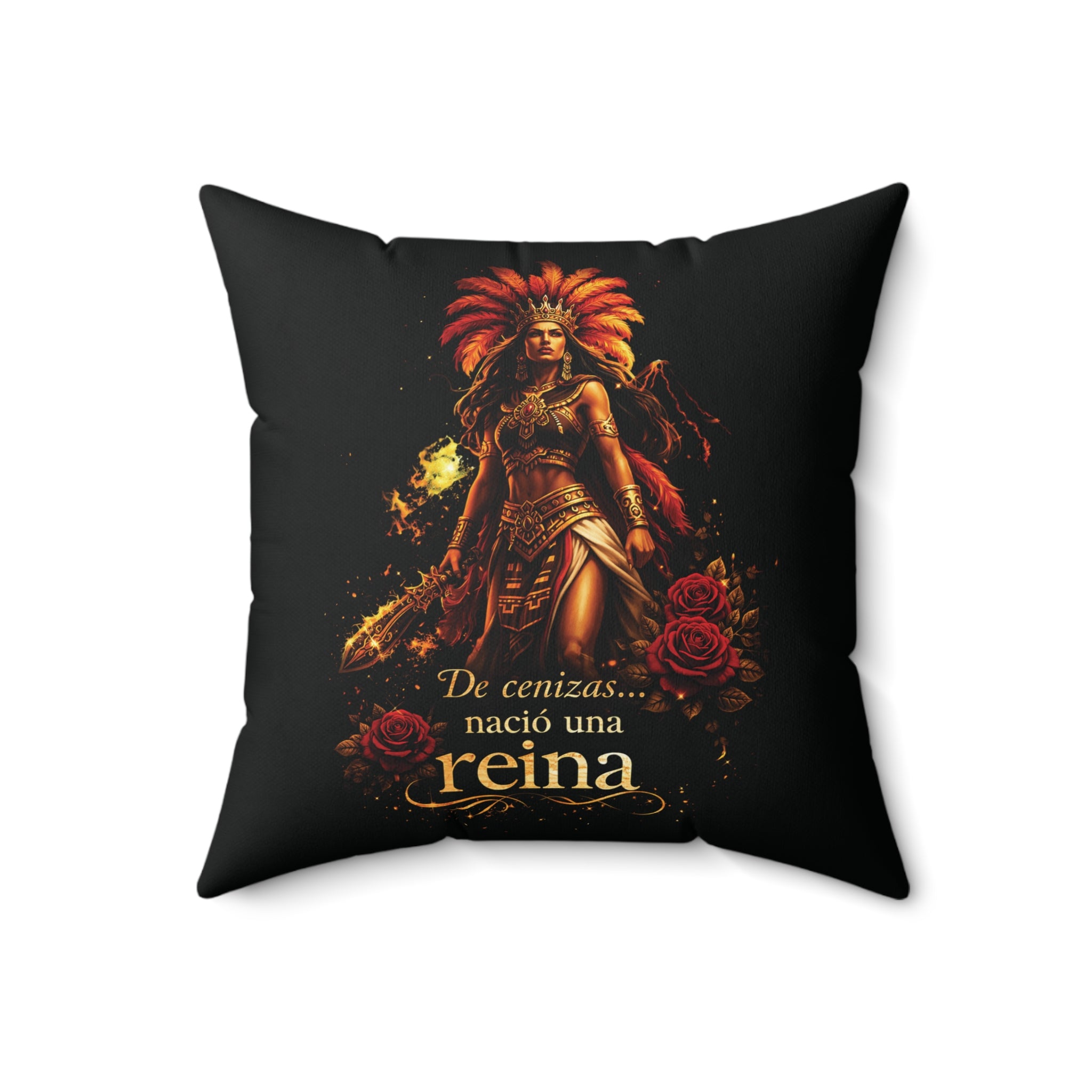 Reina Warrior Pillow — "De cenizas… nació una reina" Decorative Throw Pillow