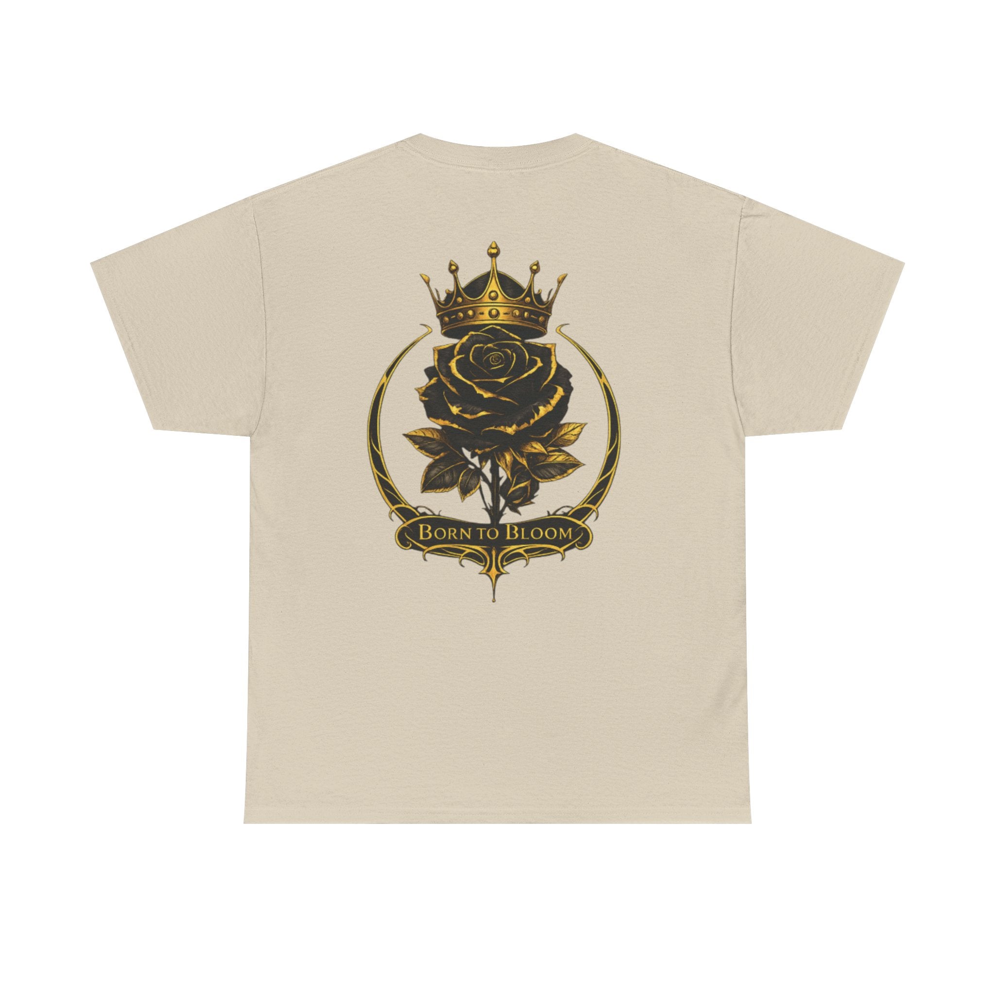 Born to Bloom Rose Crown Tee | Black Gold Floral Graphic