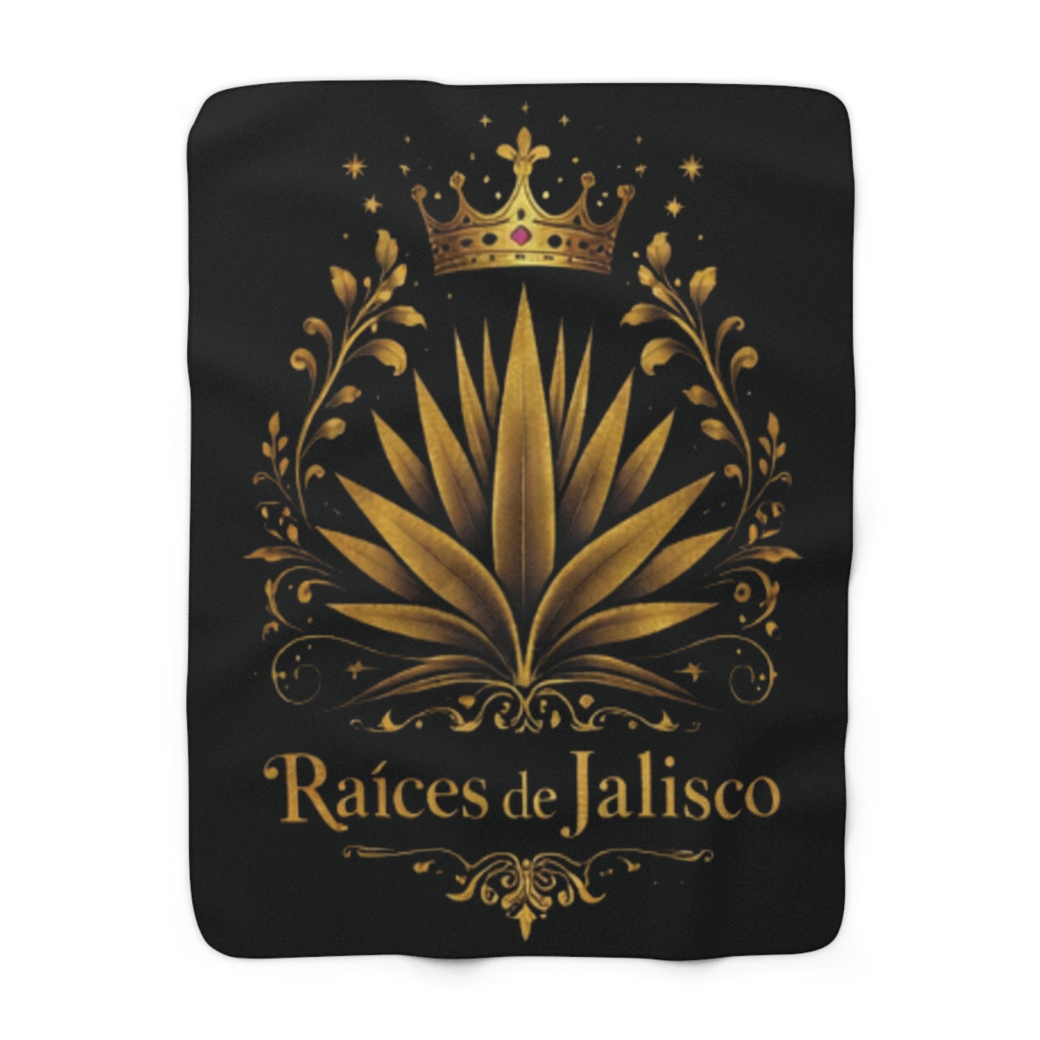 Sherpa Fleece Blanket — Raíces de Jalisco Gold Agave Crown Throw