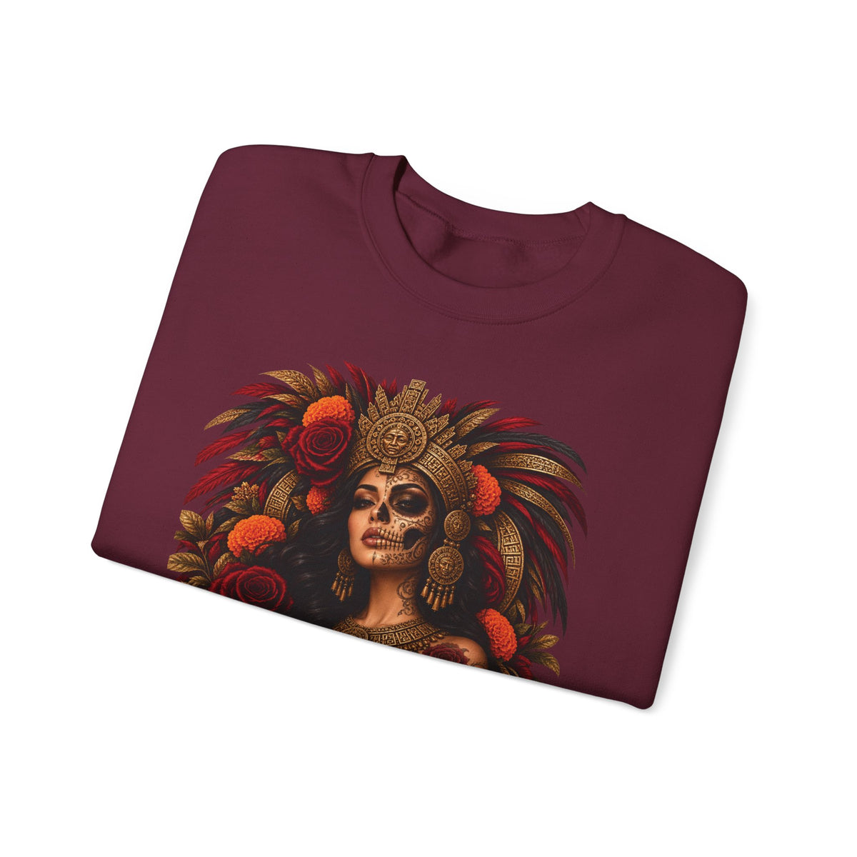 Reina Azteca: Entre Rosas y Cempasúchil | Unisex Heavy Blend™ Crewneck Sweatshirt