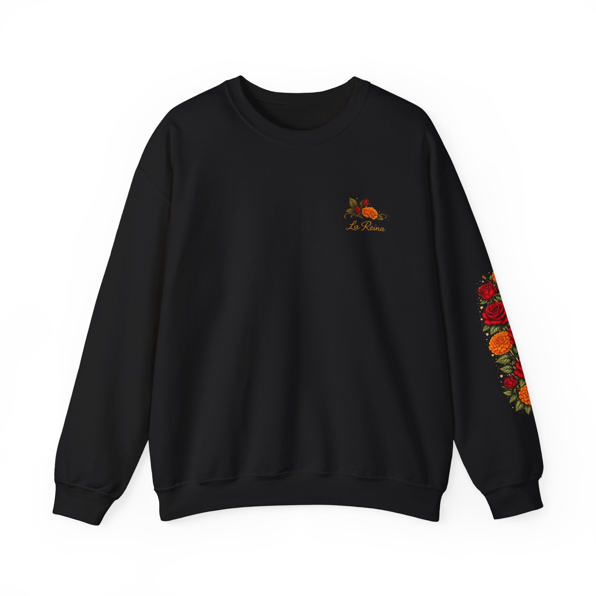 Crewneck Sweatshirt — "Con la Fuerza de una Reina" Floral Crown Design