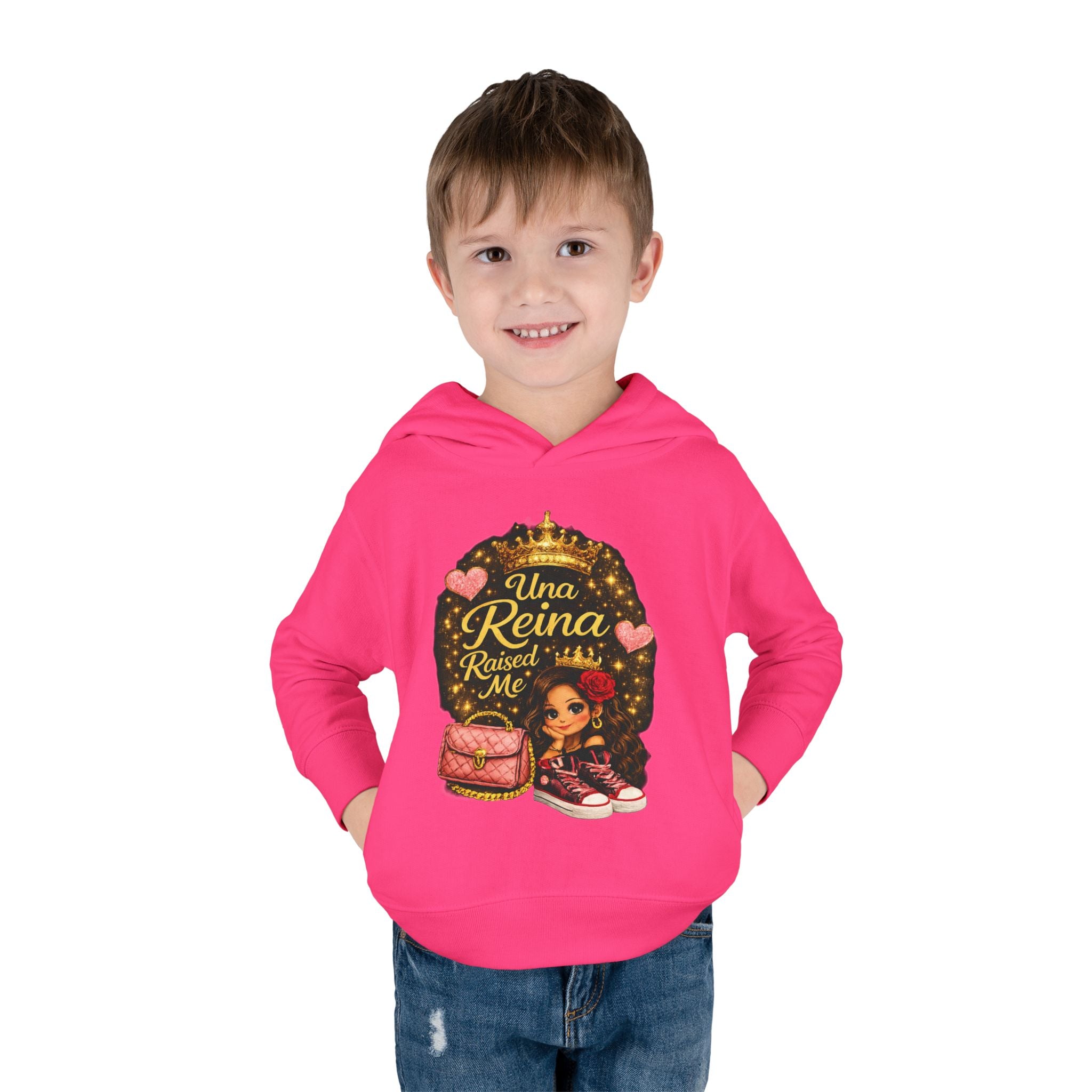 Toddler Hoodie — "Una Reina Raised Me" Cute Princess Pullover for Little Girls