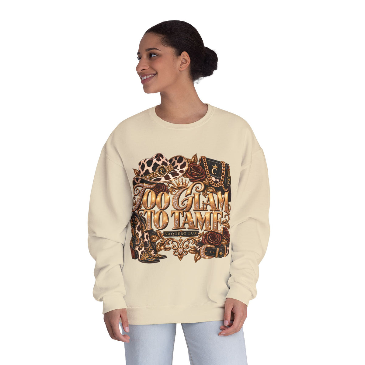 Vaquera Lux – Too Glam to Tame | NuBlend® Crewneck Sweatshirt