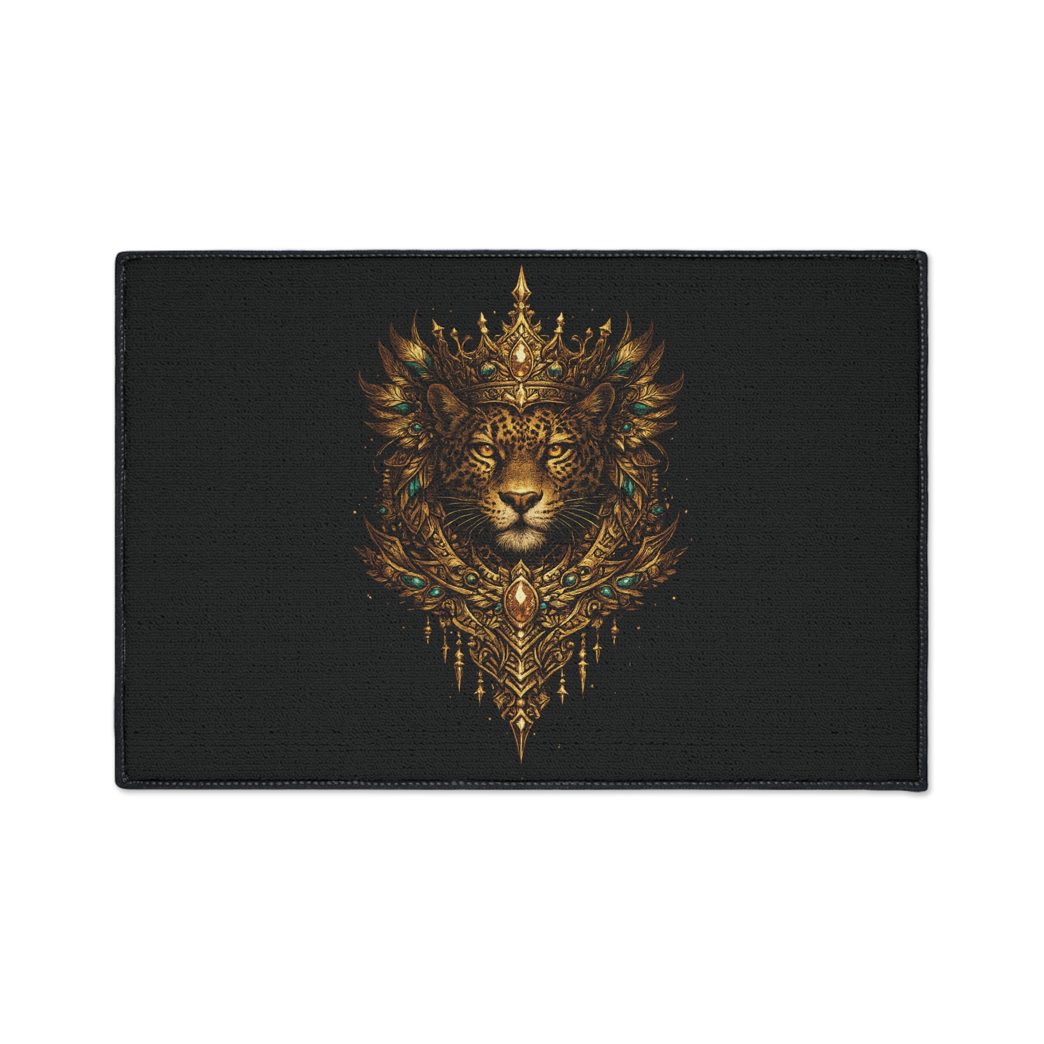 Crowned Jaguar Floor Mat — Regal Decorative Entry Rug