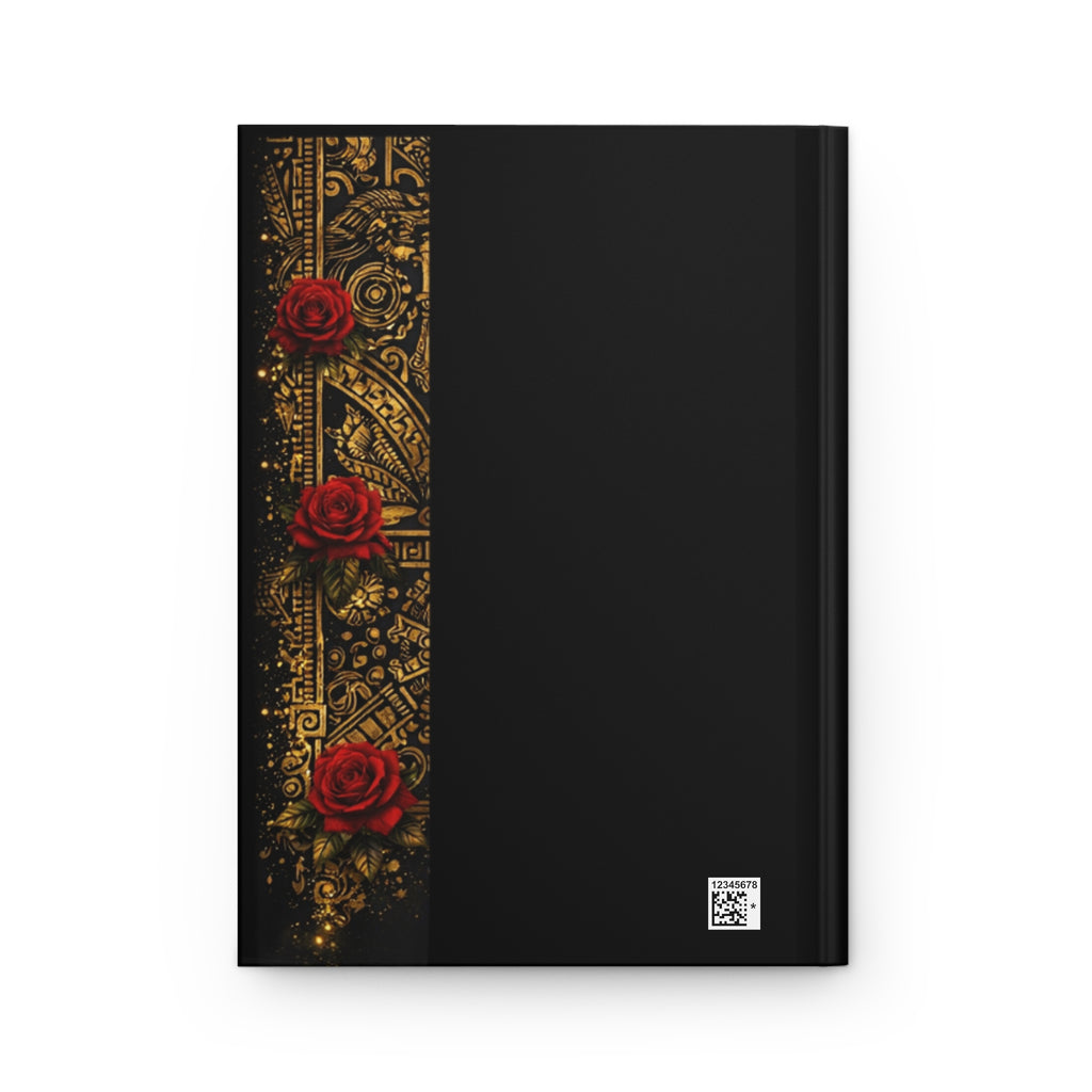 Aztec Lion & Red Rose Hardcover Journal — Gold Ornamental Sketchbook