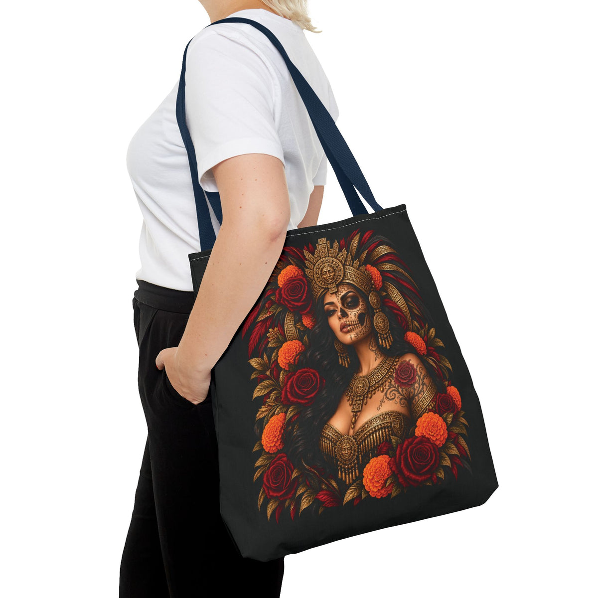 Reina Azteca: Entre Rosas y Cempasúchil | Chicaify Originals | Tote Bag