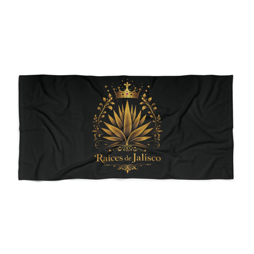 Beach Towel - Raíces de Jalisco Gold Agave Crown Design
