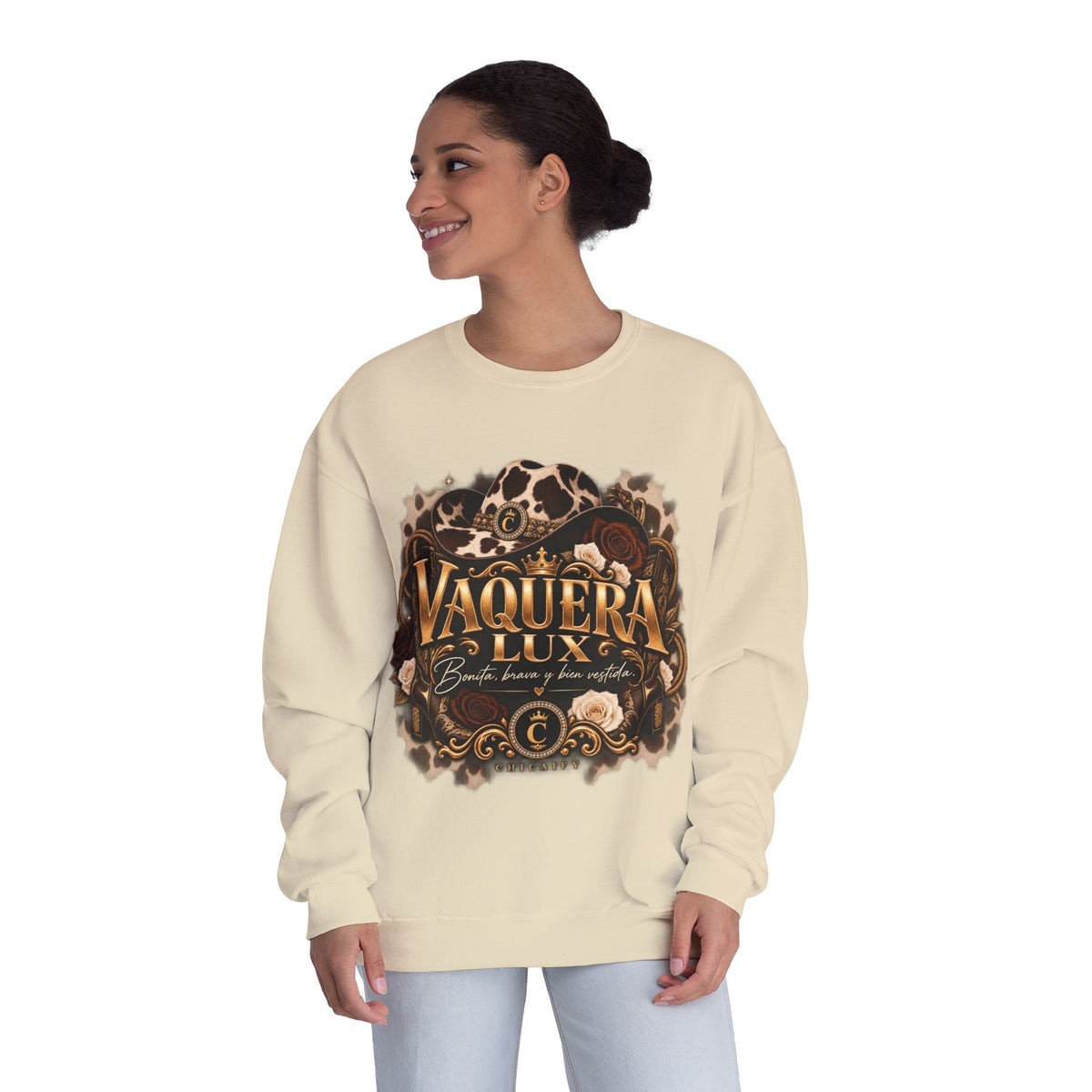 Vaquera Lux – Bonita, Brava y Bien Vestida | NuBlend® Crewneck Sweatshirt