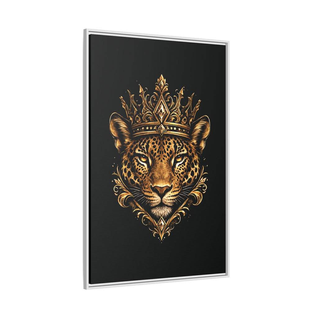 Golden Crowned Jaguar Matte Framed Canvas