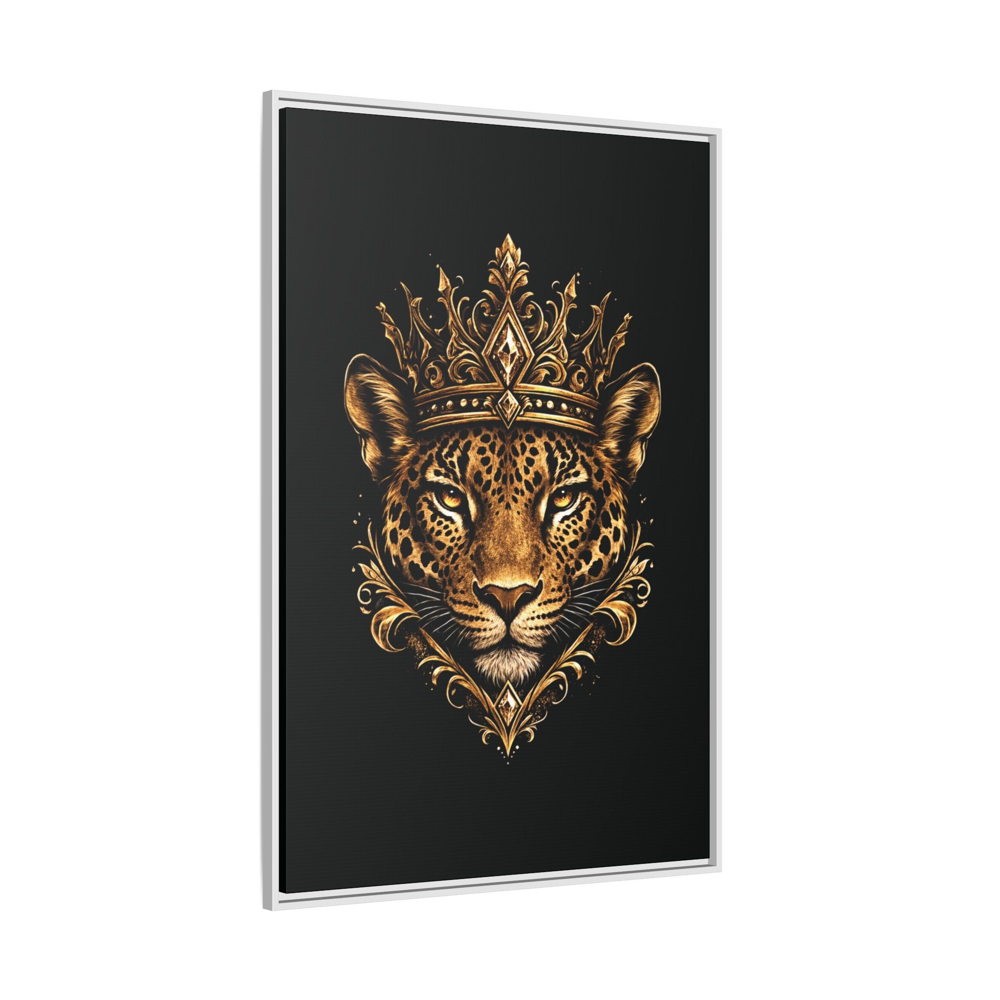Golden Crowned Jaguar Matte Framed Canvas