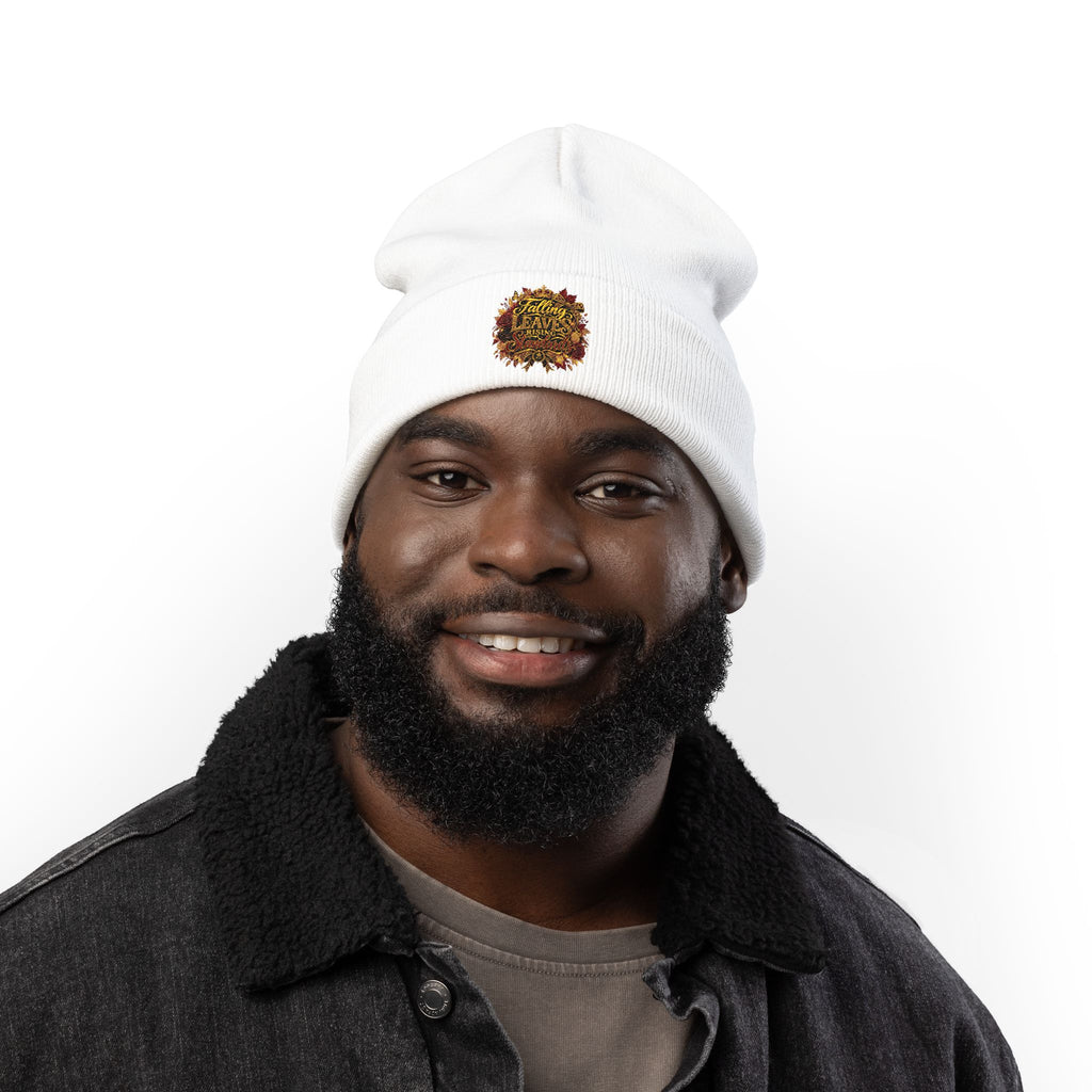 Falling Leaves, Rising Standards | Knit Beanie (Embroidery)
